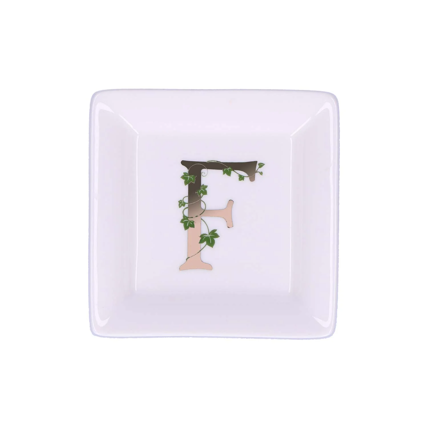 LA PORCELLANA BIANCA - Adorato Piattino Quadrato Lettera "F" 10cm