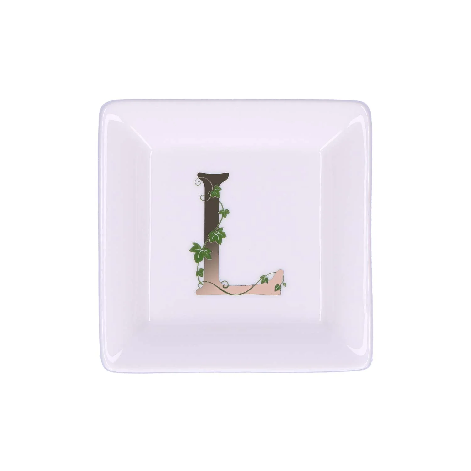 LA PORCELLANA BIANCA - Adorato Piattino Quadrato Lettera "L" 10cm