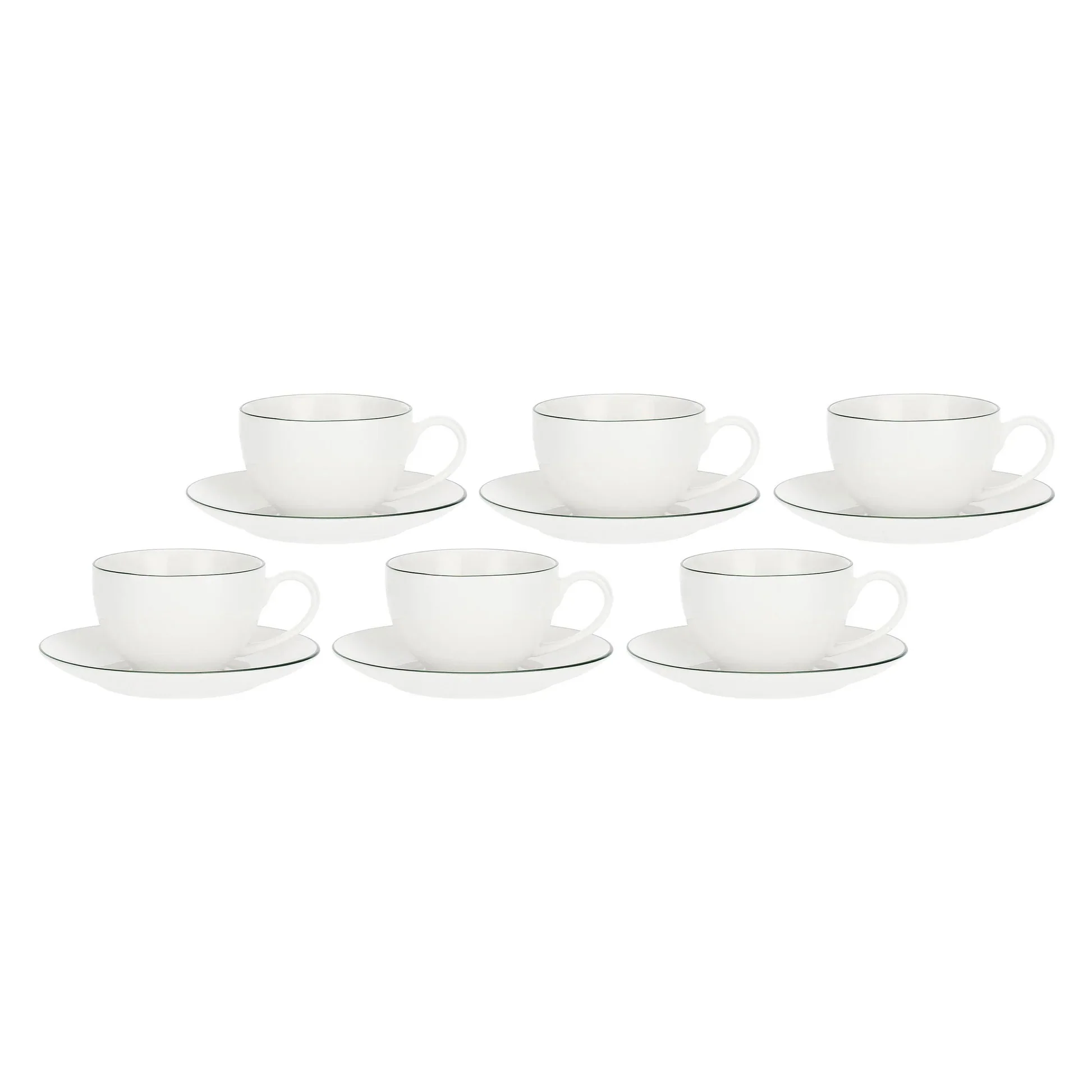 LA PORCELLANA BIANCA Dintorno Tazza Caffè con Piattino 100ml Set 6 Pezzi Porcellana