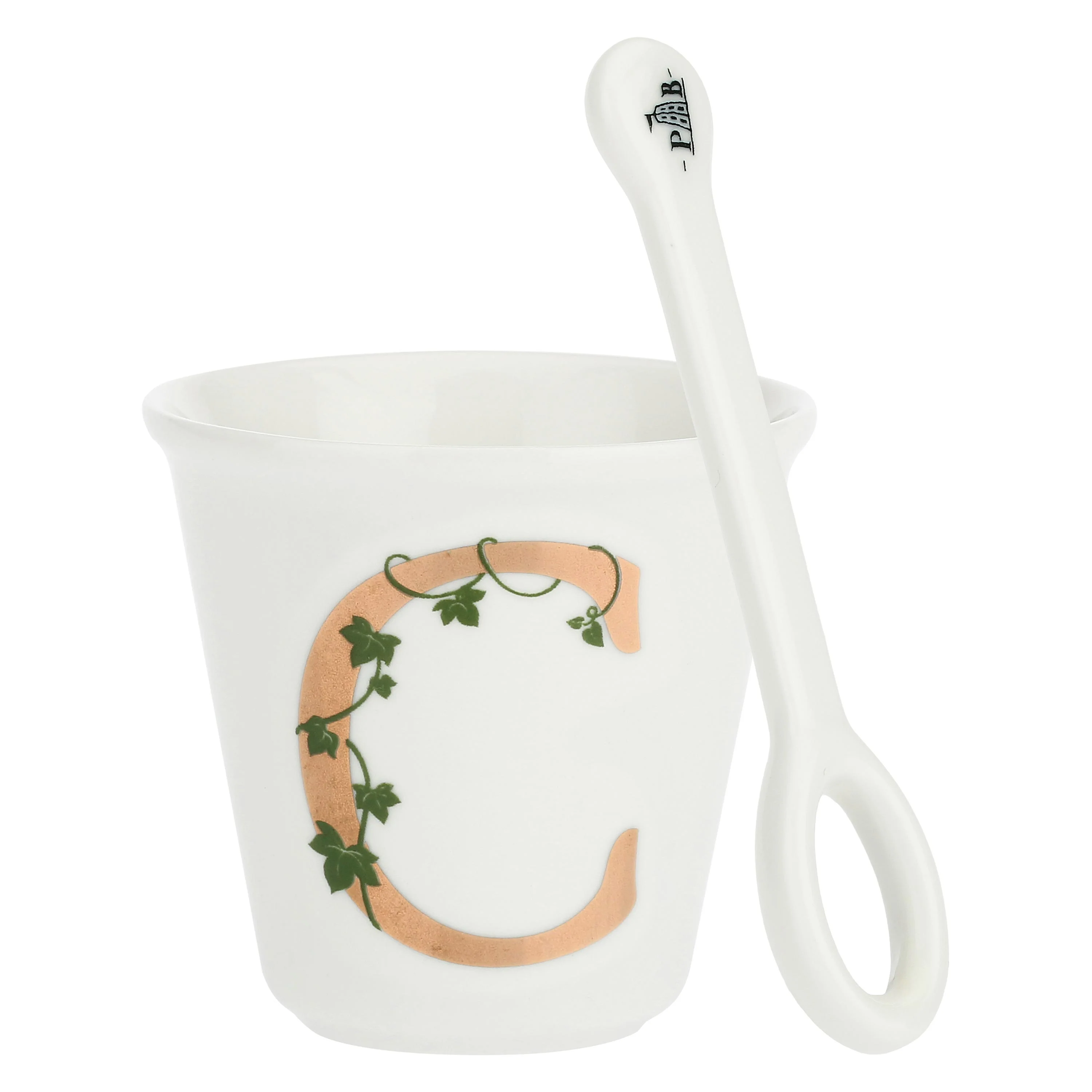 LA PORCELLANA BIANCA - Unico Bicchierino "C" con Cucchiaino 75ml