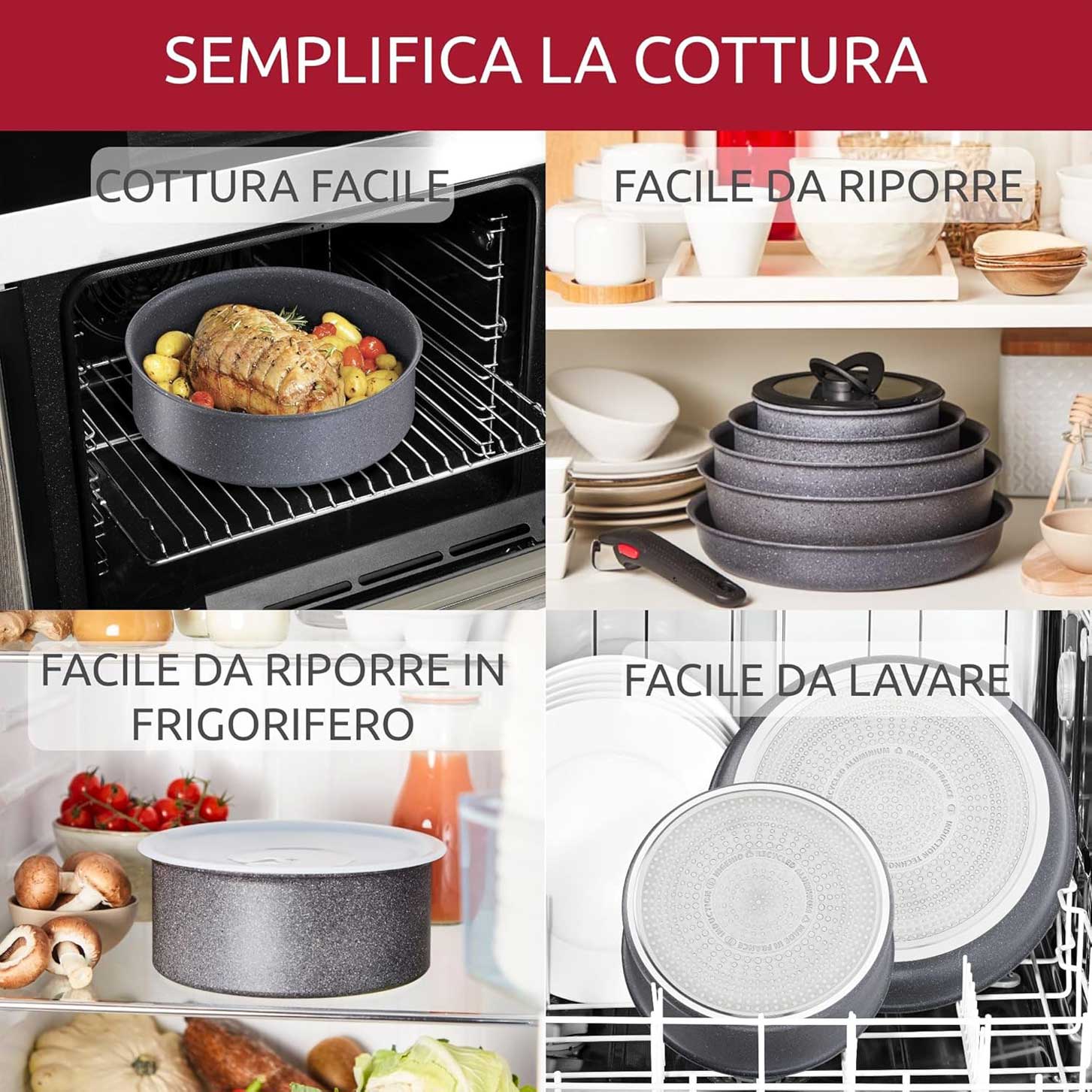 LAGOSTINA Ingenio Minerals Set 5 Pezzi Padelle con Manico Rimovibile 24-26cm Alluminio - Image 3