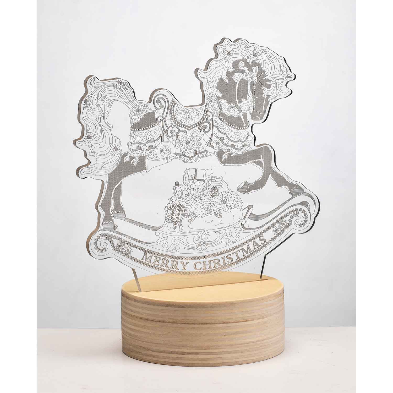 NOEL by Lamart Cavallo Dondolo Scritta XMAS con LED 17,5cm Decorazione Natalizia