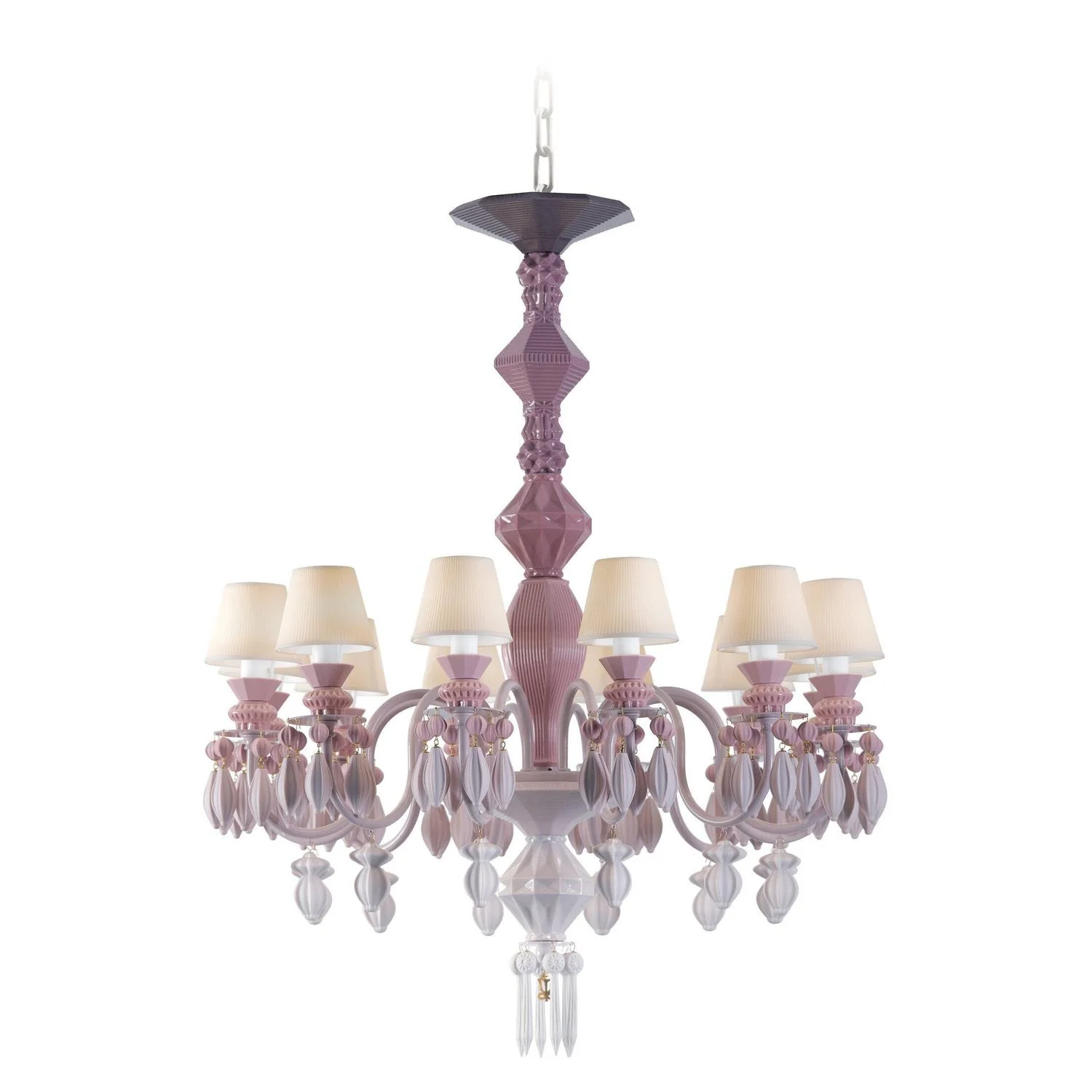 LLADRO' Chandelier Belle De Nuit 12 Luci Rosa 100x65cm Porcellana - Image 9