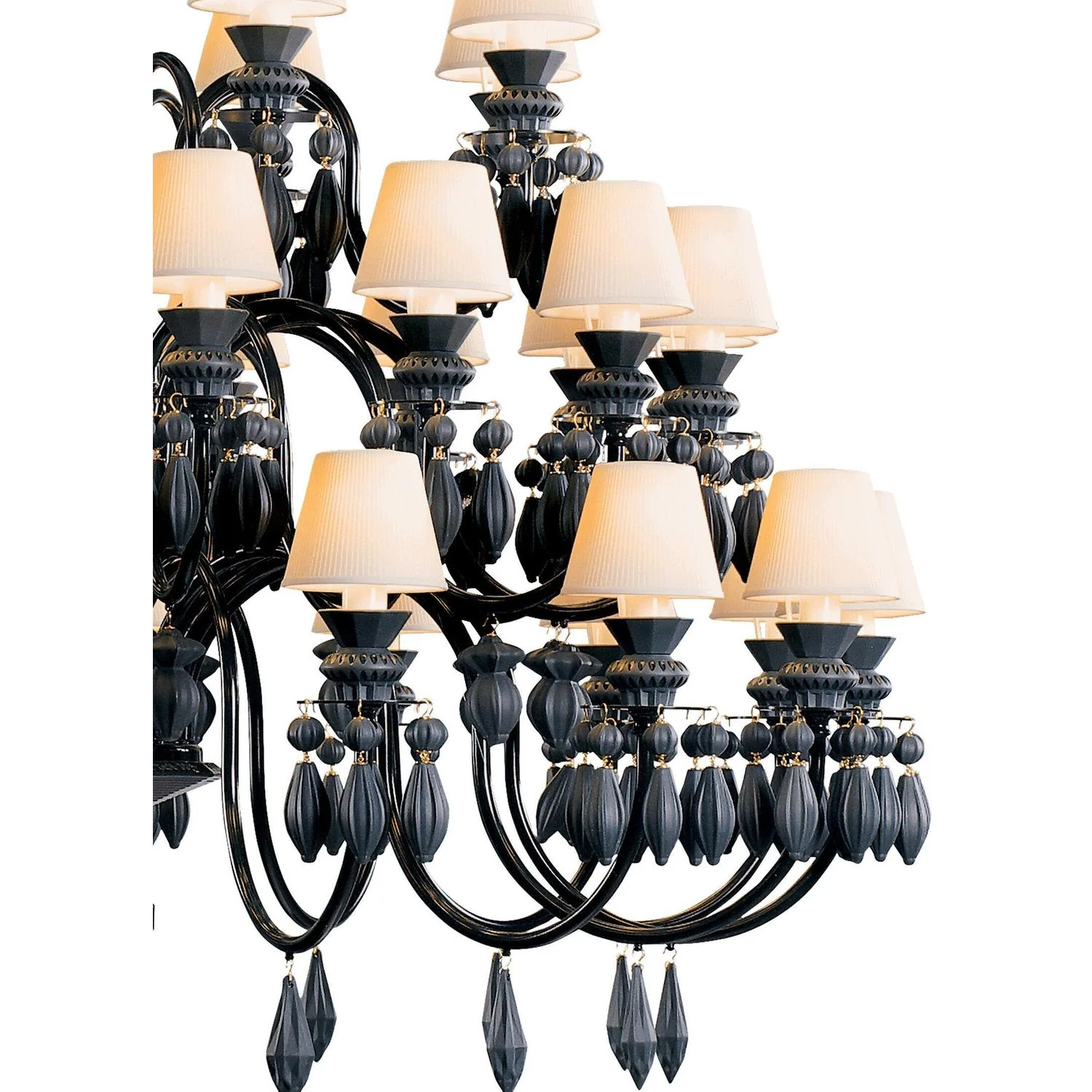 LLADRO' Chandelier Belle De Nuit 40 Luci Nero Assoluto 150x100cm Porcellana - Image 4