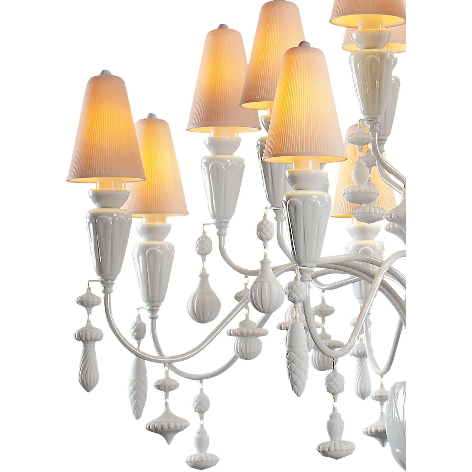 LLADRO' Chandelier Ivy e Seed 20 Luci Medio Bianco 138x115cm Porcellana - Image 5