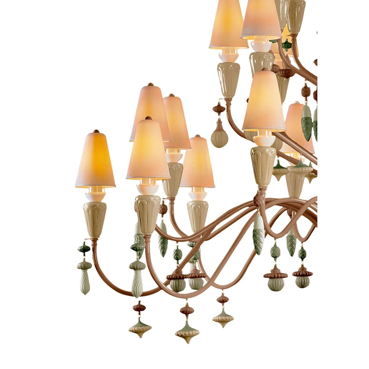 LLADRO' Chandelier Ivy e Seed 32 Luci Grande Spezie 183x150cm Porcellana - Image 4