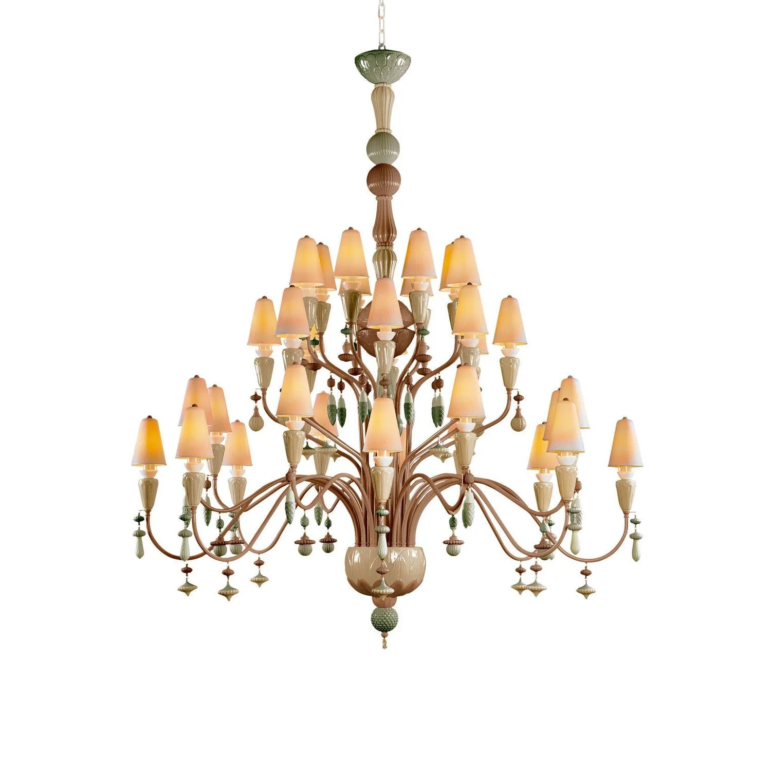 LLADRO' Chandelier Ivy e Seed 32 Luci Grande Spezie 183x150cm Porcellana - Image 5