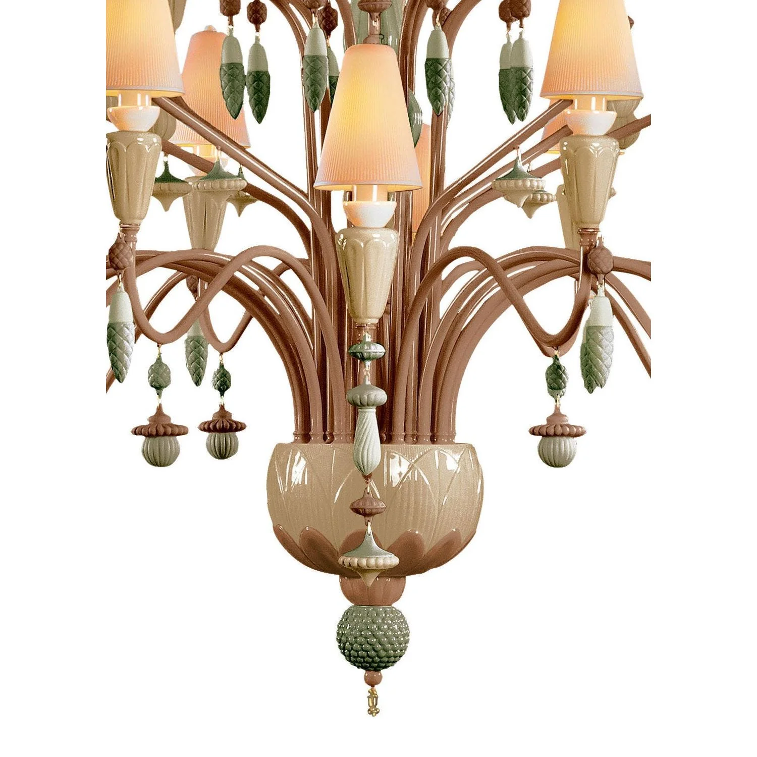 LLADRO' Chandelier Ivy e Seed 32 Luci Grande Spezie 183x150cm Porcellana - Image 6