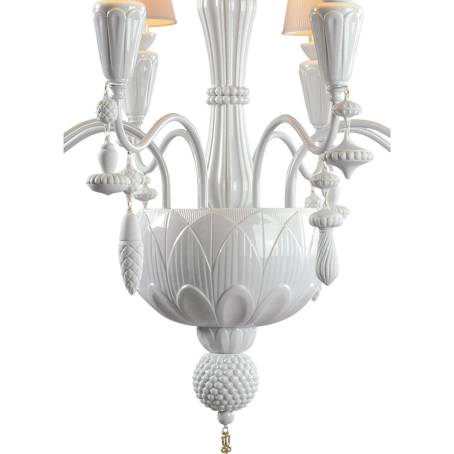 LLADRO' Chandelier Ivy e Seed 8 Luci Bianco 123x70cm Porcellana - Image 3
