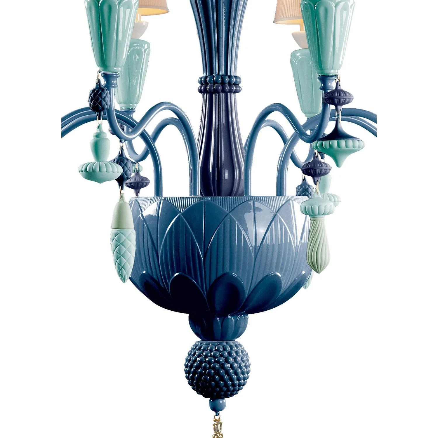 LLADRO' Chandelier Ivy e Seed 8 Luci Oceano 123x70cm Porcellana - Image 4
