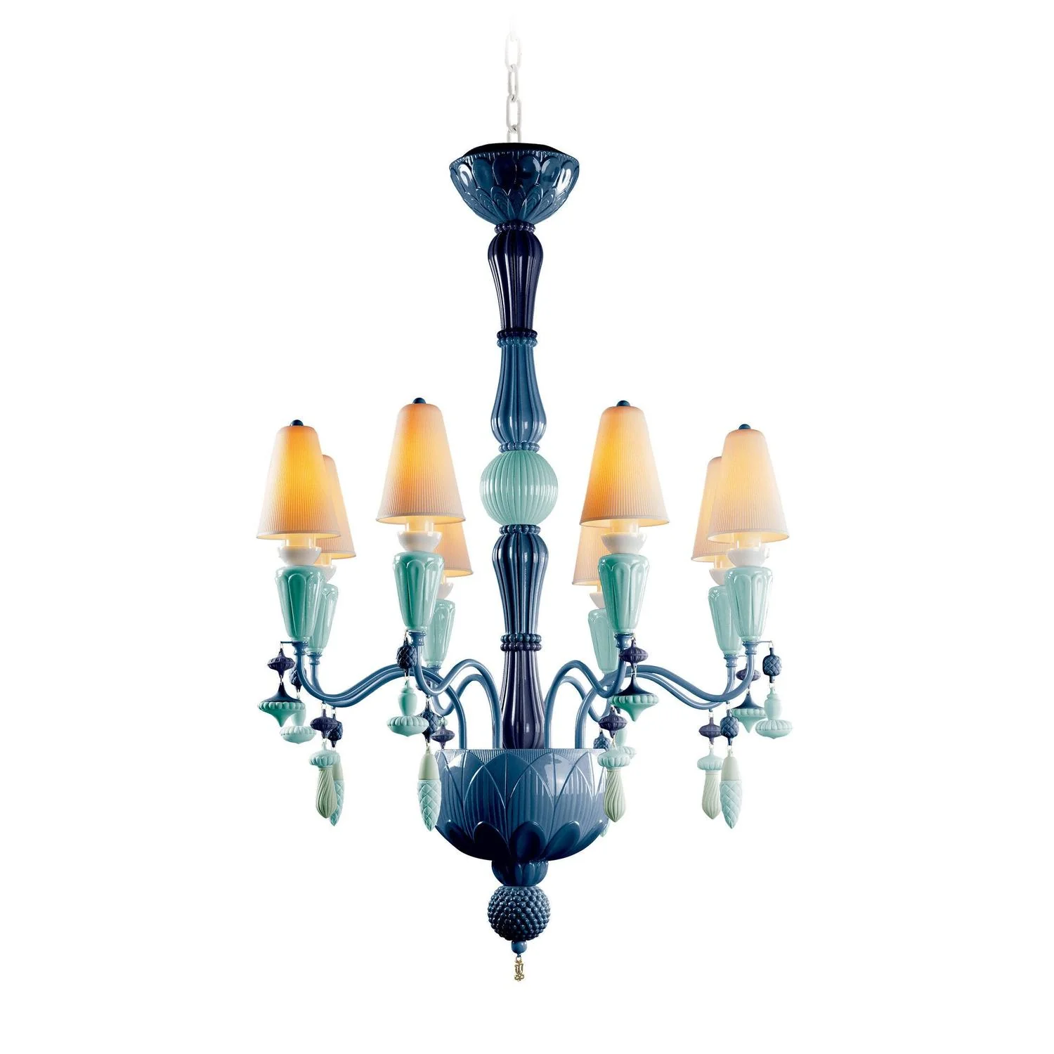 LLADRO' Chandelier Ivy e Seed 8 Luci Oceano 123x70cm Porcellana - Image 5