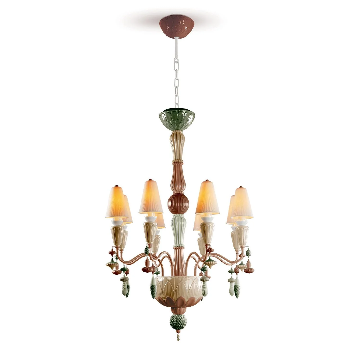 LLADRO' Chandelier Ivy e Seed 8 Luci Spezie 123x70cm Porcellana
