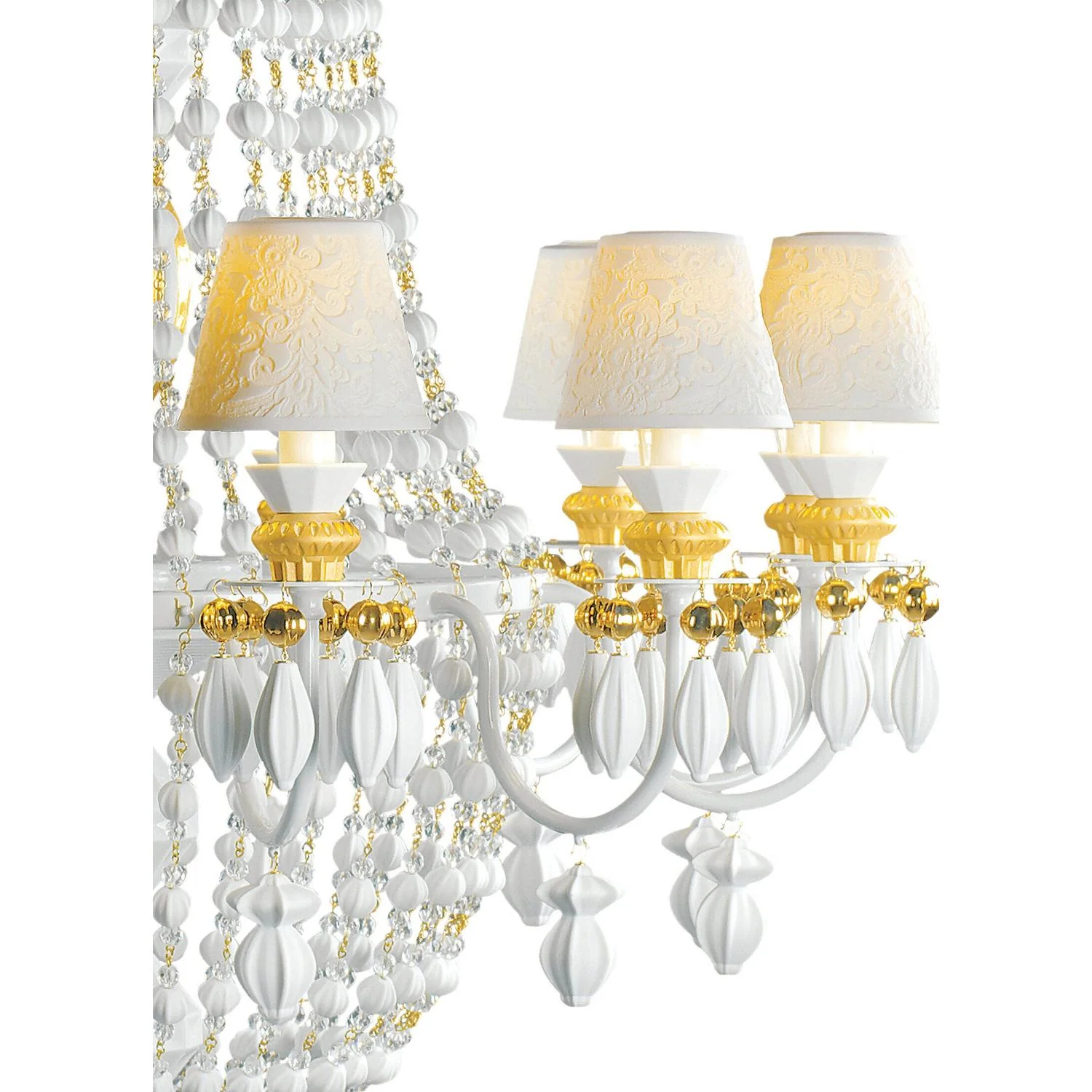 LLADRO' Chandelier Winter Palace 12 Luci Lustro Oro 145x80cm Porcellana - Image 7