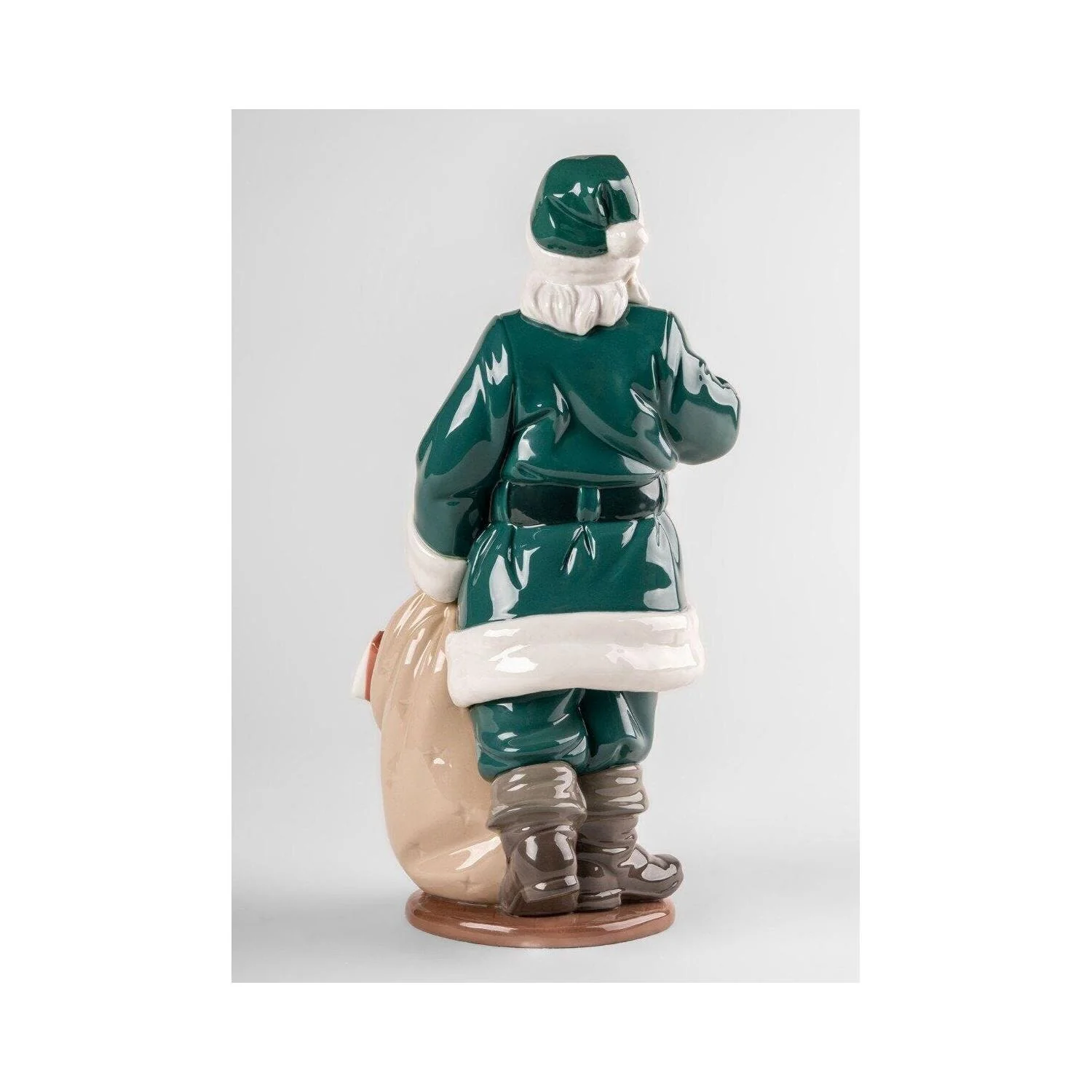 LLADRO' Figura E' Arrivato Babbo Natale Verde 33x17cm Porcellana - Image 3
