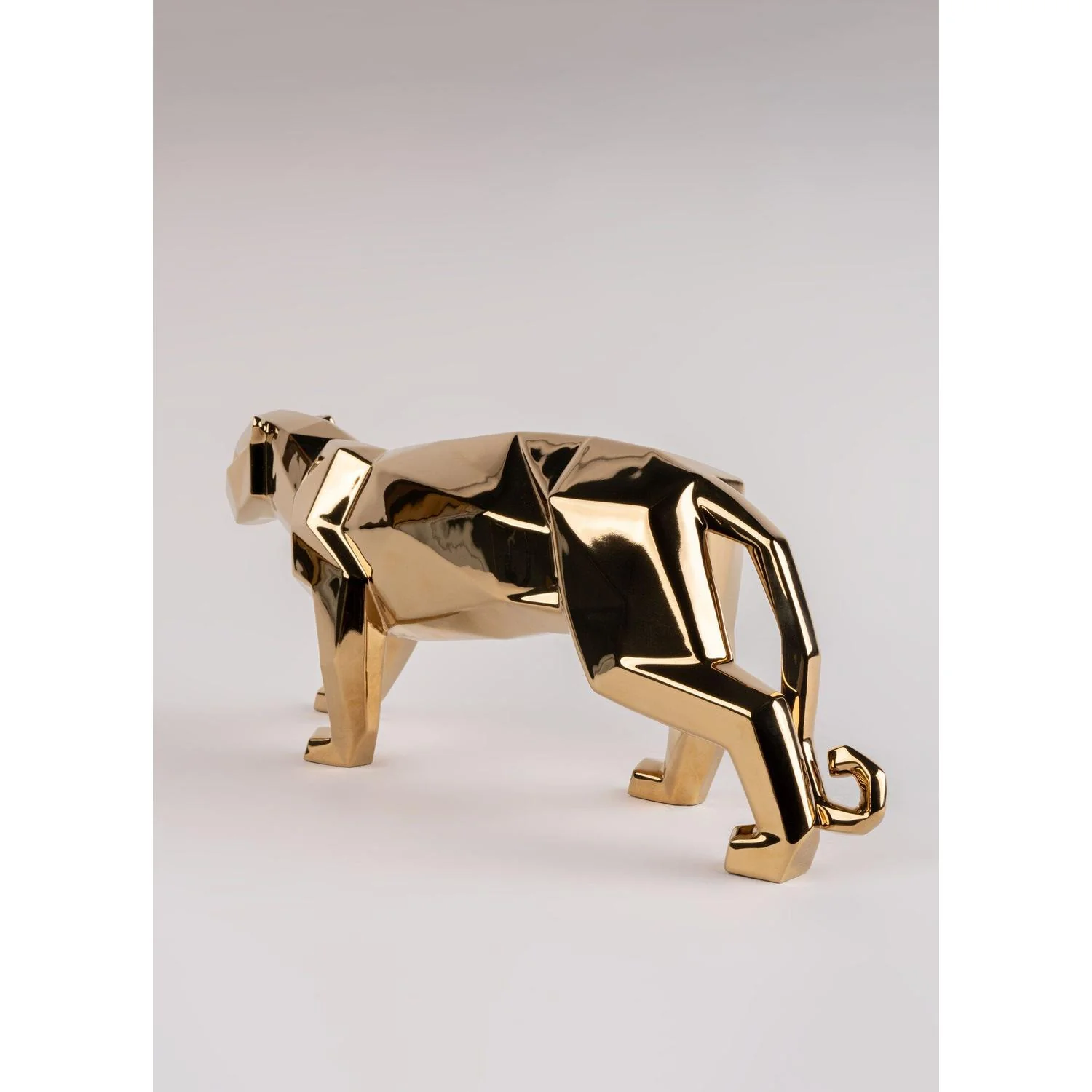 LLADRO' Scultura Pantera Oro 19x50cm Porcellana - Image 4