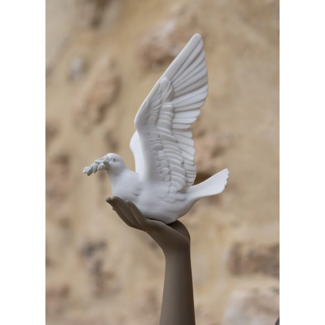 LLADRO' - Figura Statua Porcellana Donna con Colomba Gres 56cm - Image 4