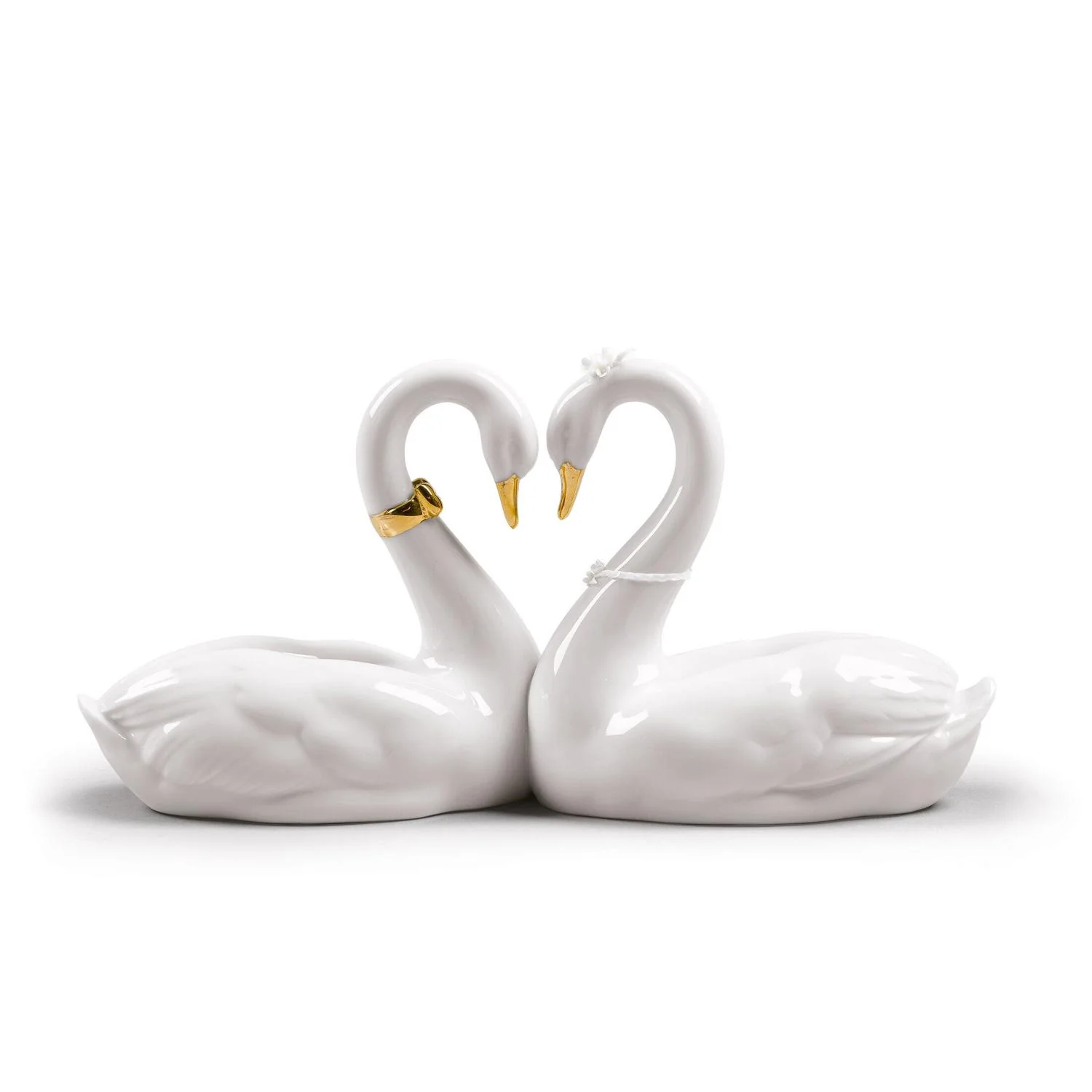 LLADRO' Figurina Cigni Amore Senza Fine Lustro Oro 13x27cm Porcellana - Image 2