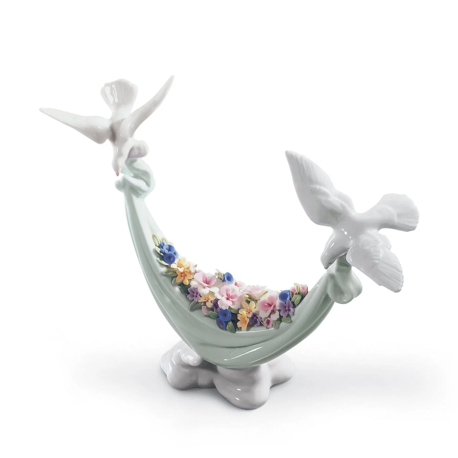 LLADRO' Figurina Colombe Fiori Dal Cielo 22x22cm Porcellana - Image 5