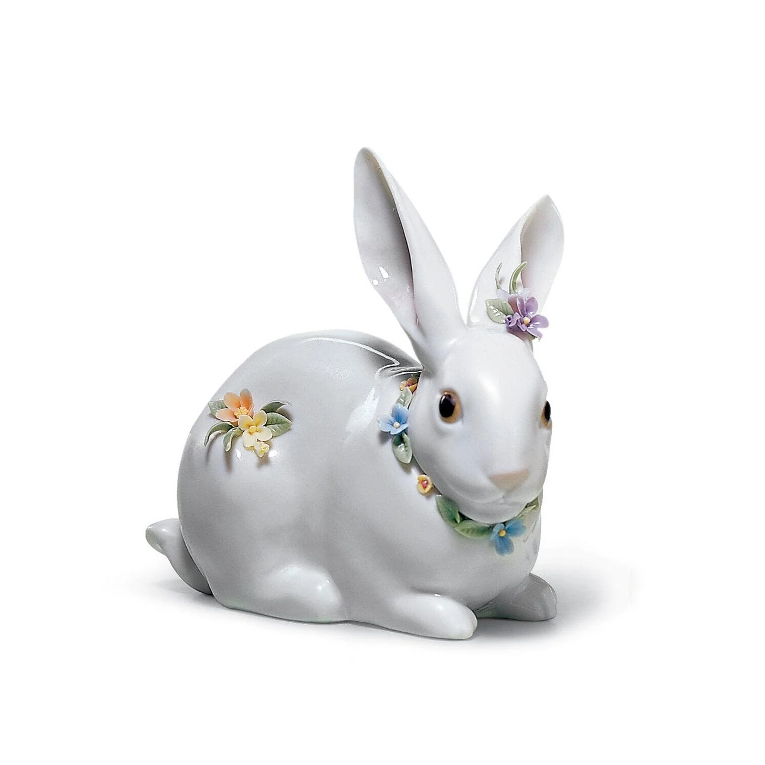 LLADRO' Figurina Coniglio con Fiori 11x12cm Porcellana