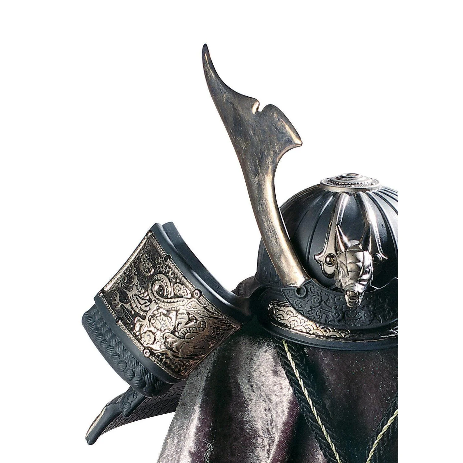 LLADRO' Figurina Elmetto Samurai Drago Lustro Argento 35x20cm Porcellana - Image 2