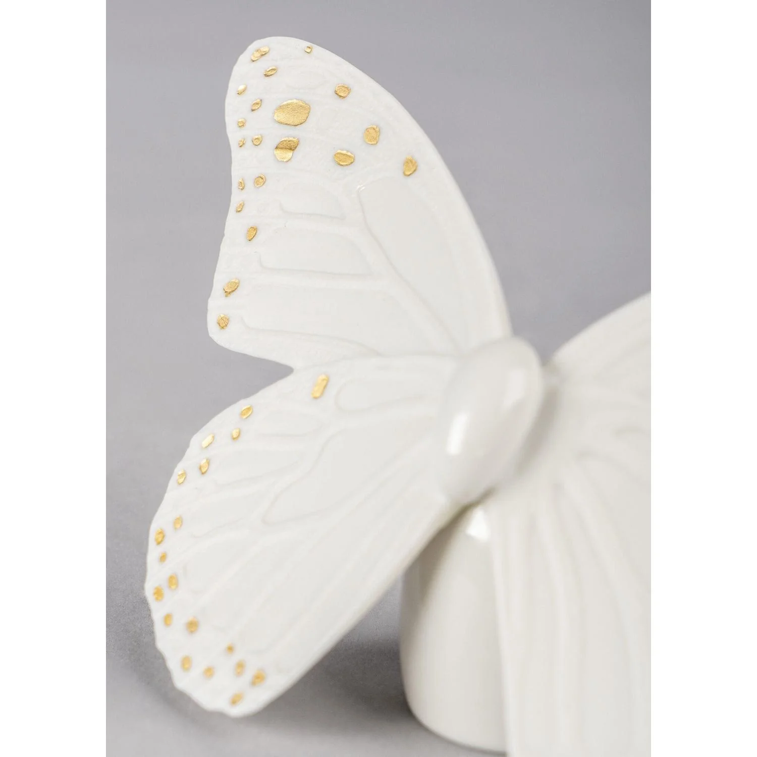 LLADRO' Figurina Farfalla Dorato Lucido e Bianco 9x14cm Porcellana - Image 2