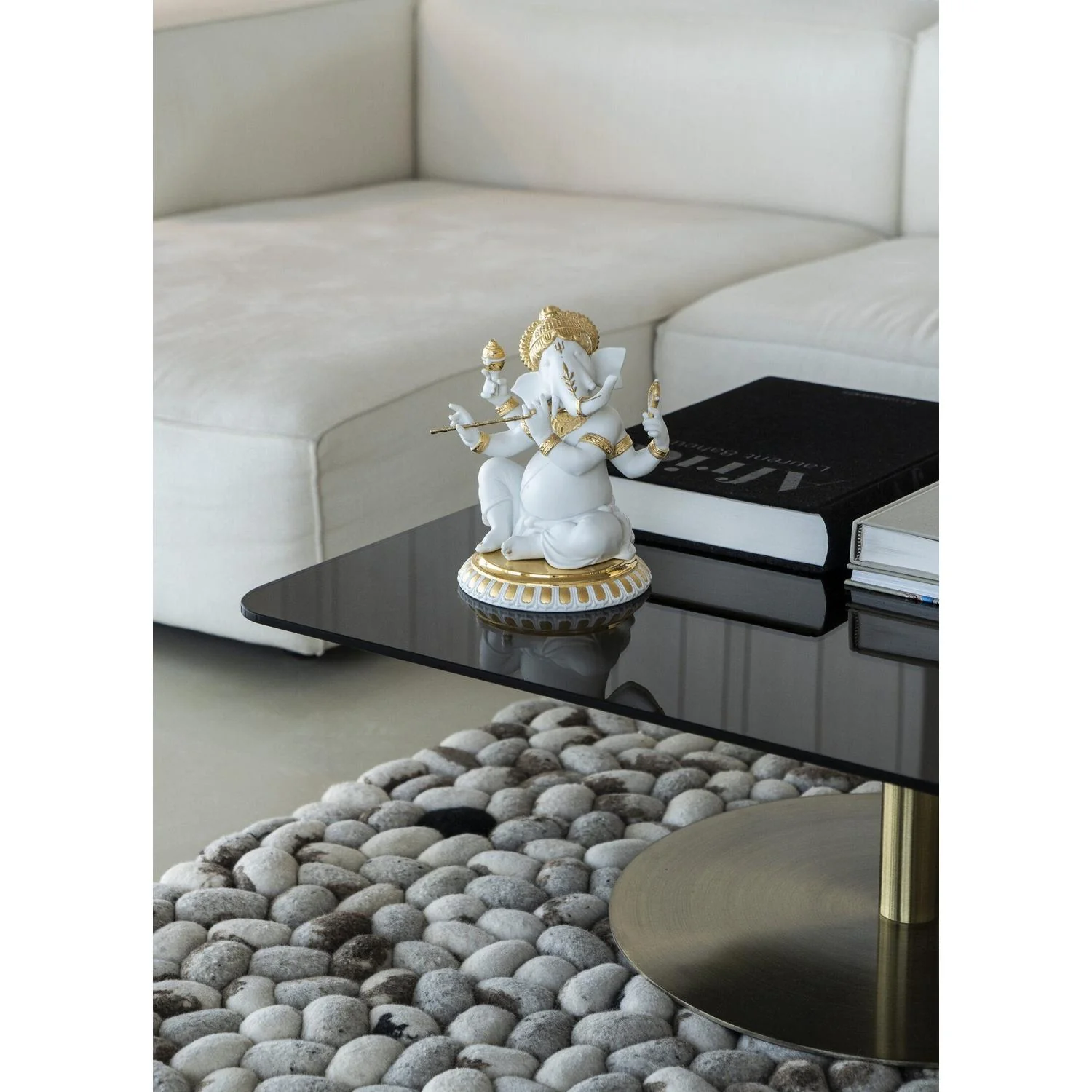 LLADRO' Figurina Ganesha con Bansuri Lustro Oro 23x19cm Porcellana - Image 2
