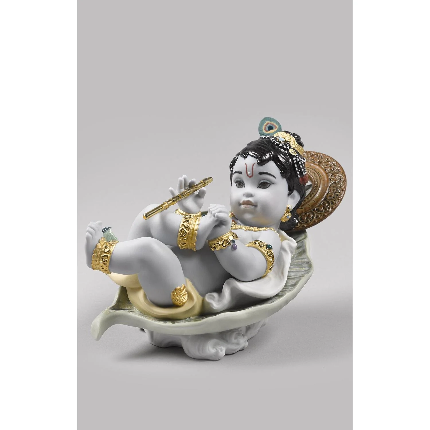 LLADRO' Figurina Krishna On Leaf 15x21cm Porcellana - Image 4
