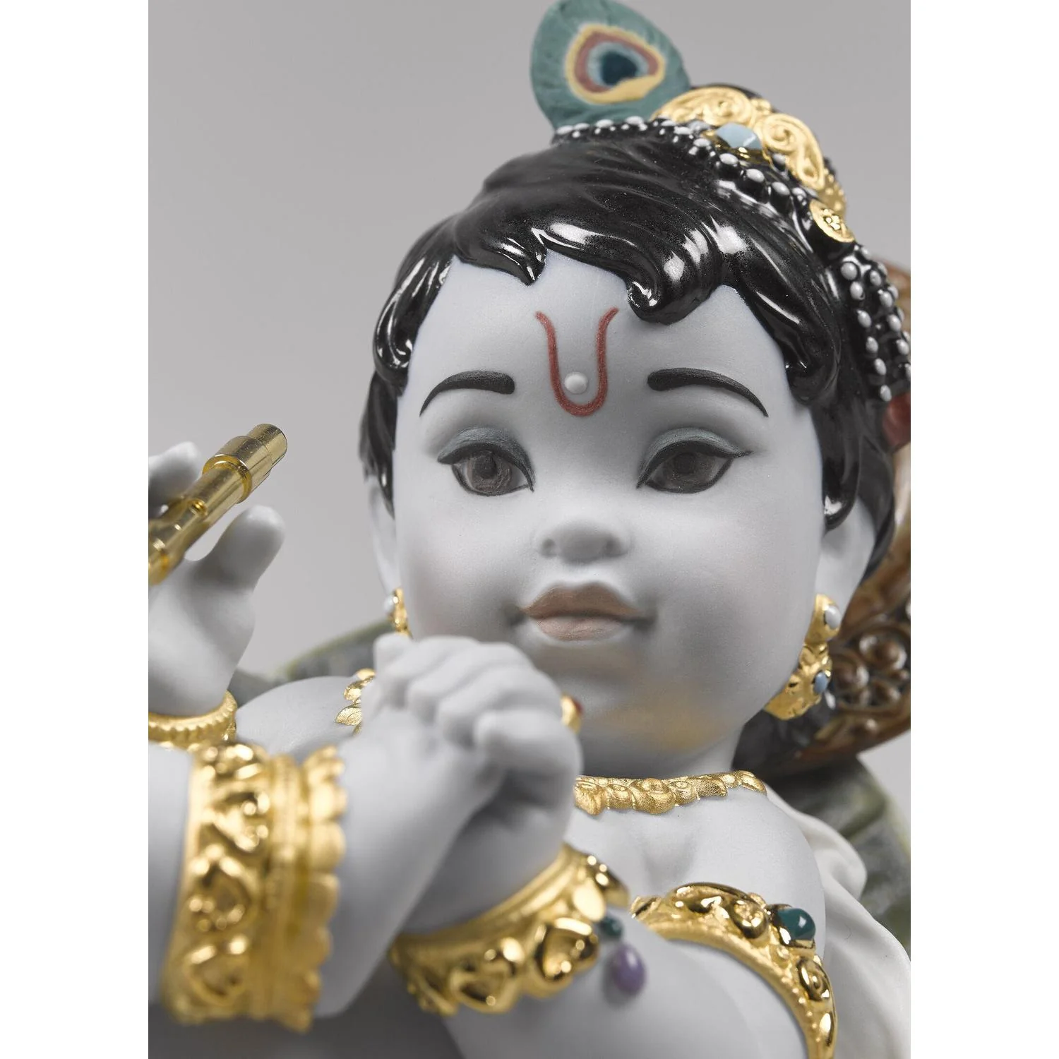 LLADRO' Figurina Krishna On Leaf 15x21cm Porcellana - Image 5