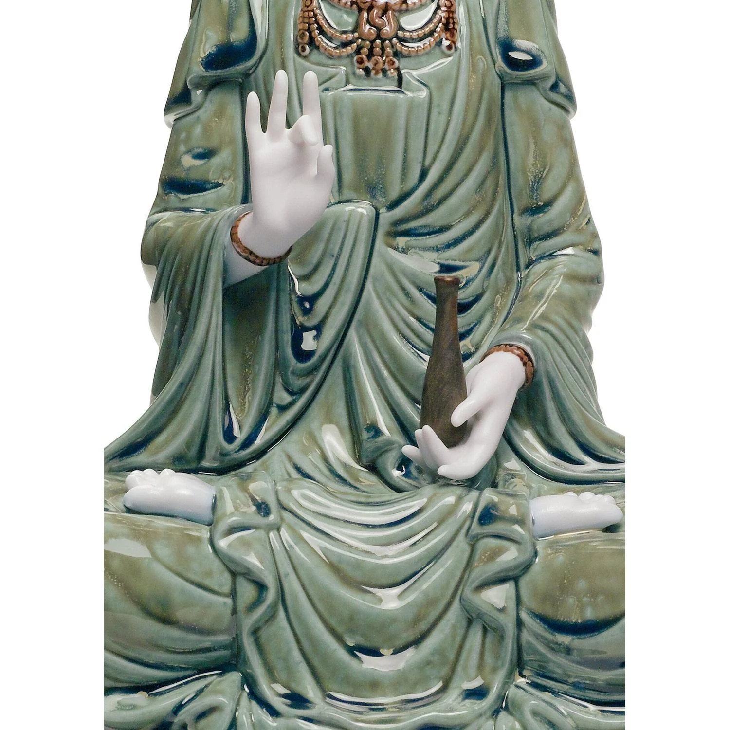 LLADRO' Figurina Kwan Yin Verde 33x18cm Porcellana - Image 3