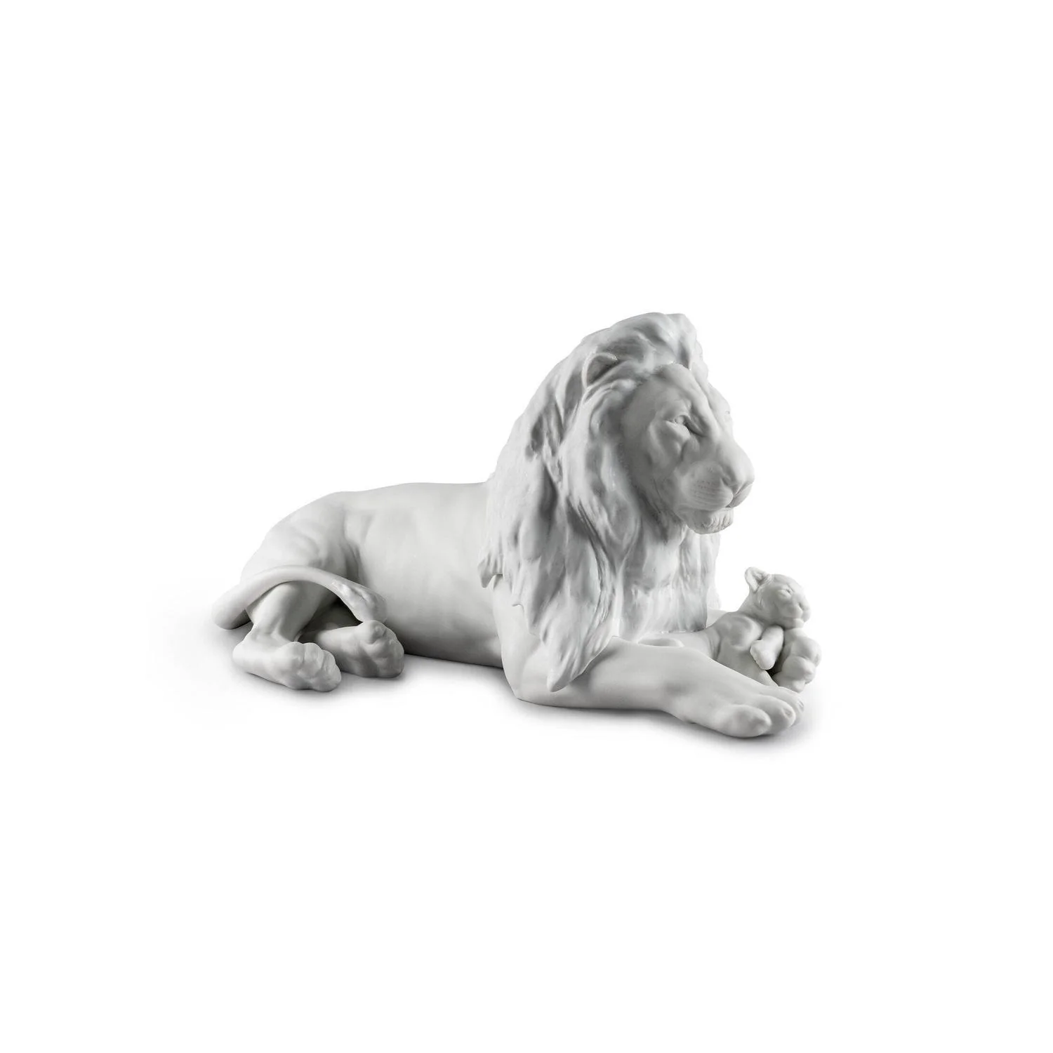 LLADRO' Figurina Leone con Cucciolo 21x44cm Porcellana
