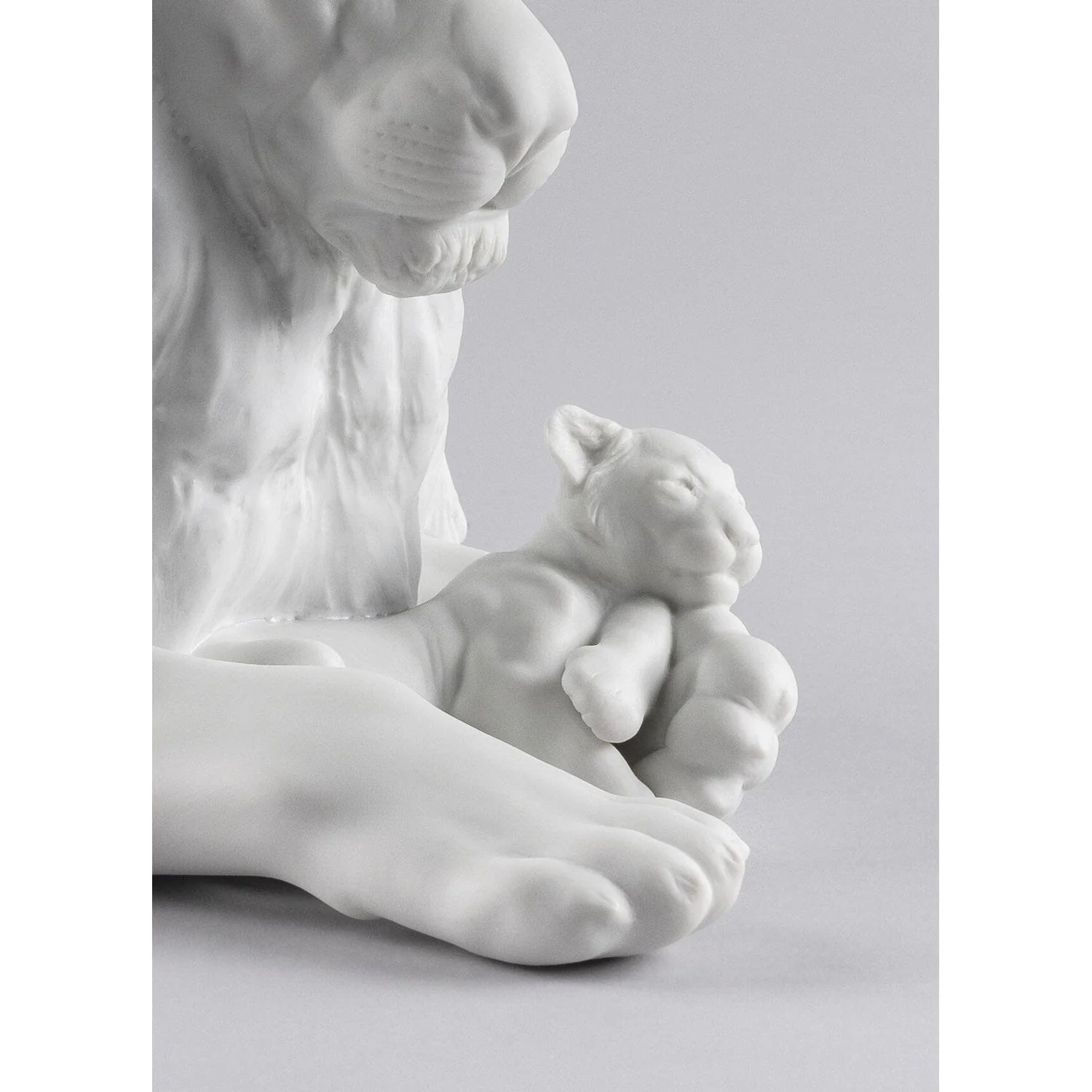LLADRO' Figurina Leone con Cucciolo 21x44cm Porcellana - Image 3