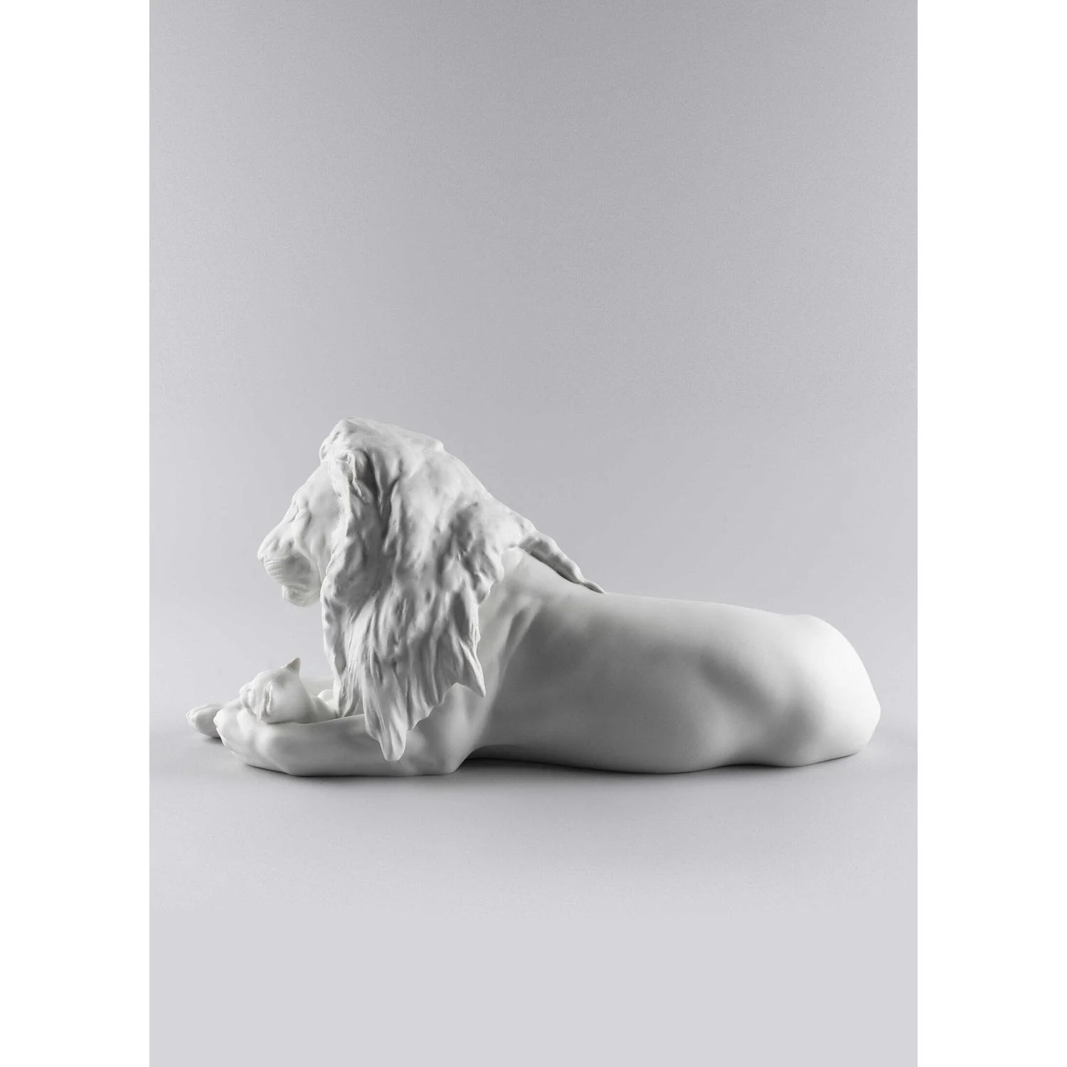 LLADRO' Figurina Leone con Cucciolo 21x44cm Porcellana - Image 4