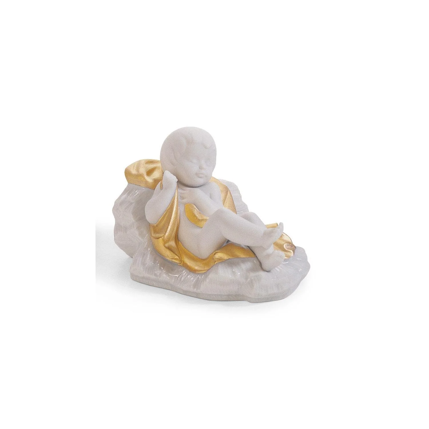 LLADRO' Figurina Natività Bianco Natale Lustro Oro 22x44cm Porcellana - Image 3