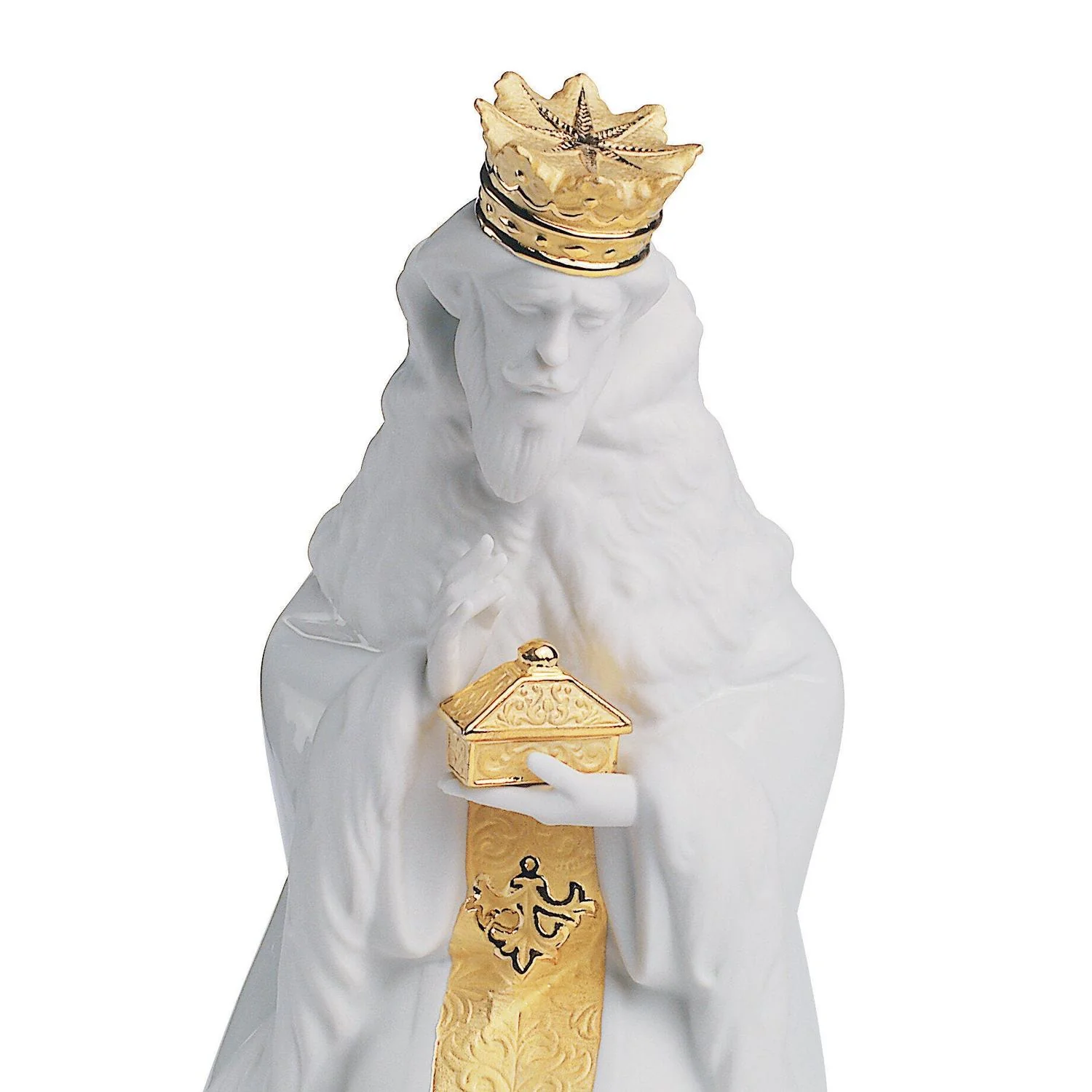 LLADRO' Figurina Natività Re Gaspare Lustro Oro 24x15cm Porcellana - Image 3