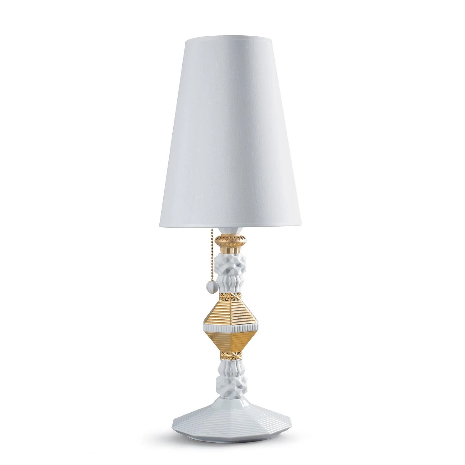 LLADRO' Lampada da Tavolo Belle De Nuit Lustro Oro 57x20cm Porcellana