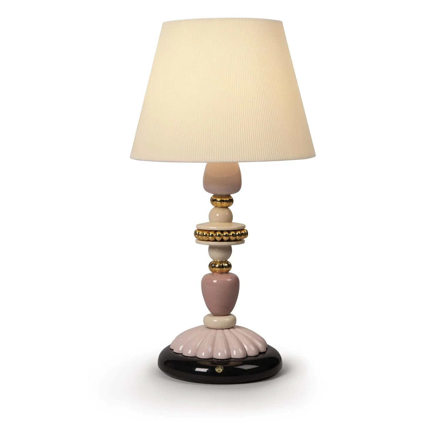 LLADRO' Lampada da Tavolo Firefly Rosa e Oro 68x35cm Porcellana