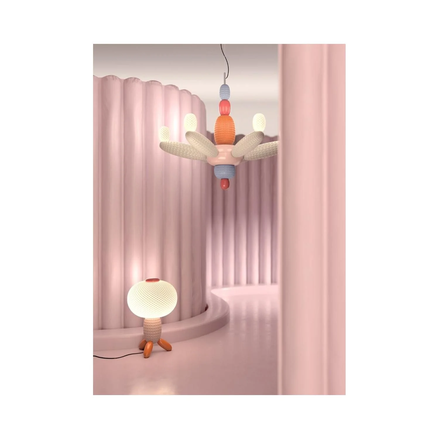 LLADRO' Lampada da Tavolo Soft Blown Rosa 41x27cm Porcellana - Image 3