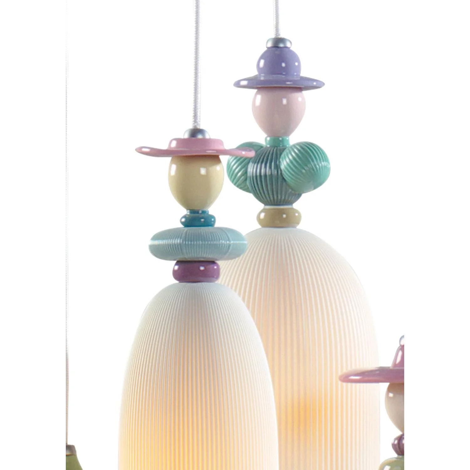 LLADRO' Lampadario Mademoiselle 4 Luci Camminando per la Spiaggia 197x46cm Porcellana - Image 2