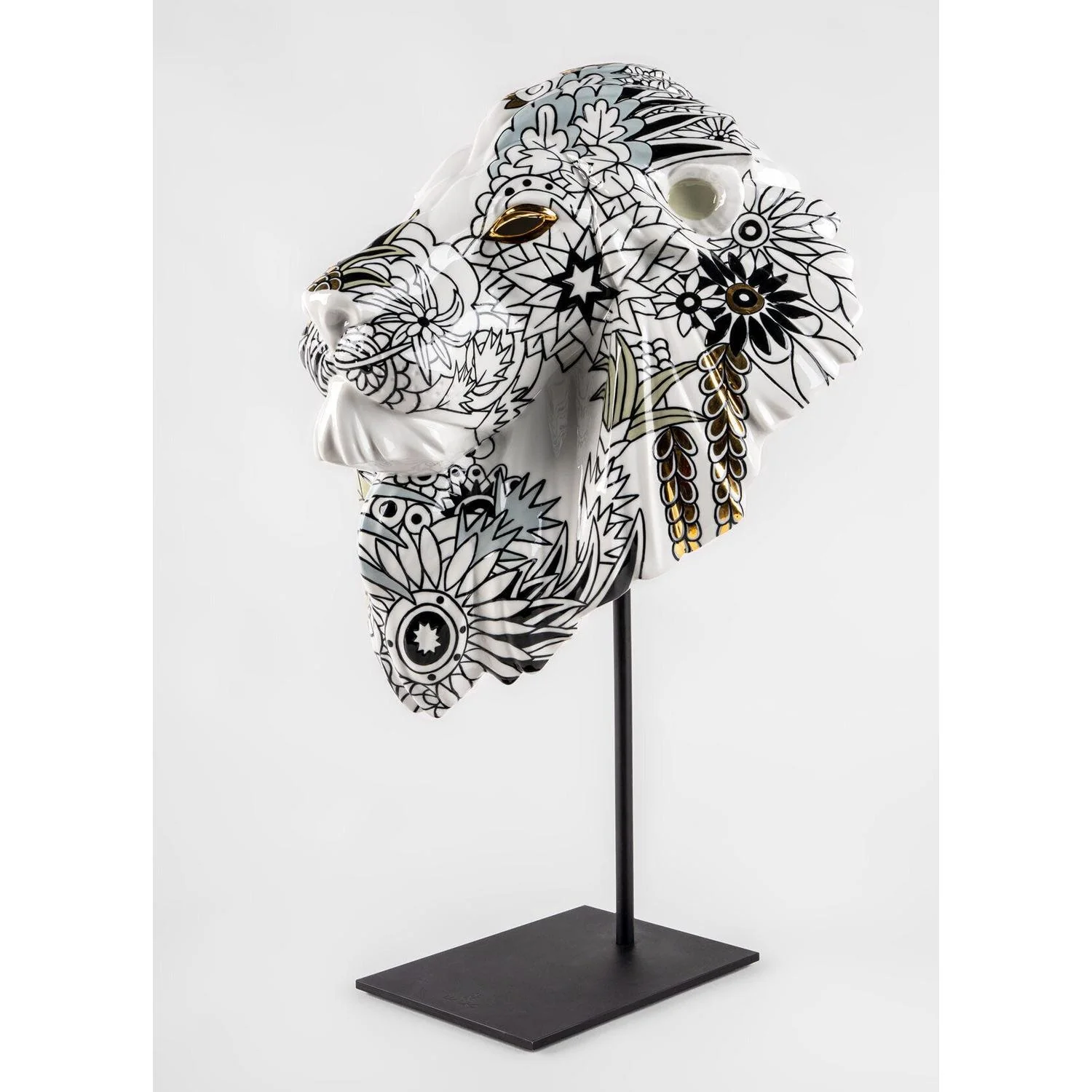 LLADRO' Maschera Leone Natura Selvaggia 60x38cm Porcellana - Image 4