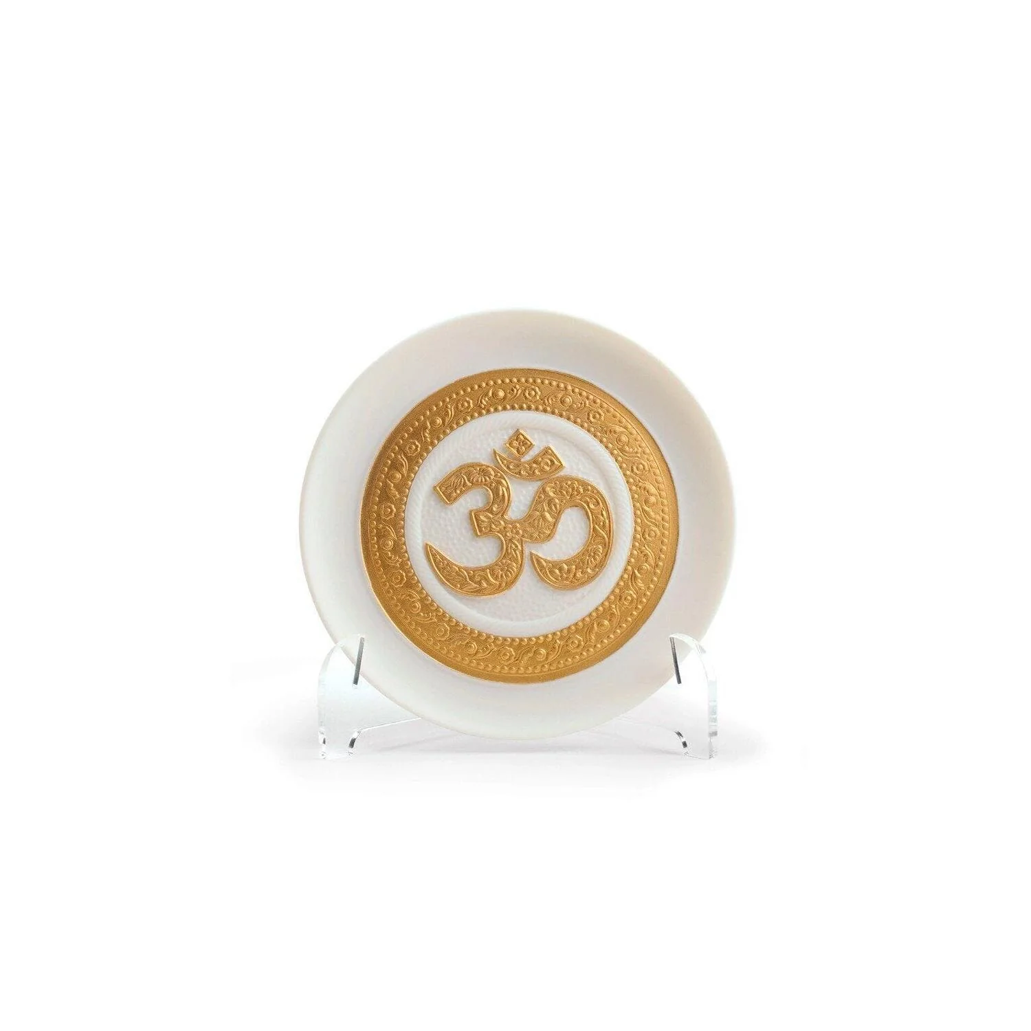 LLADRO' Piatto Decorativo Om Lustro Oro 10x10cm Porcellana