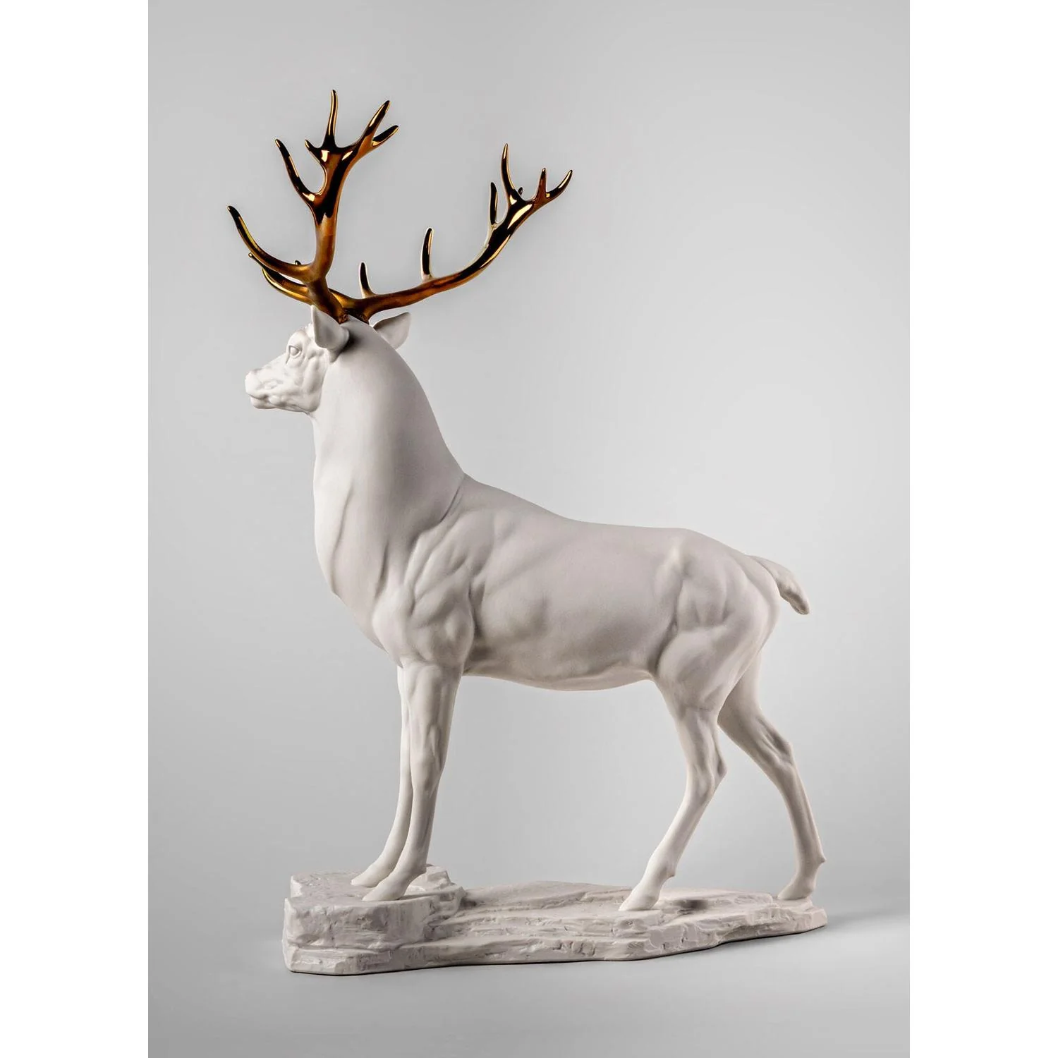 LLADRO' Scultura Cervo Bianco Rame 52x41cm Porcellana - Image 3