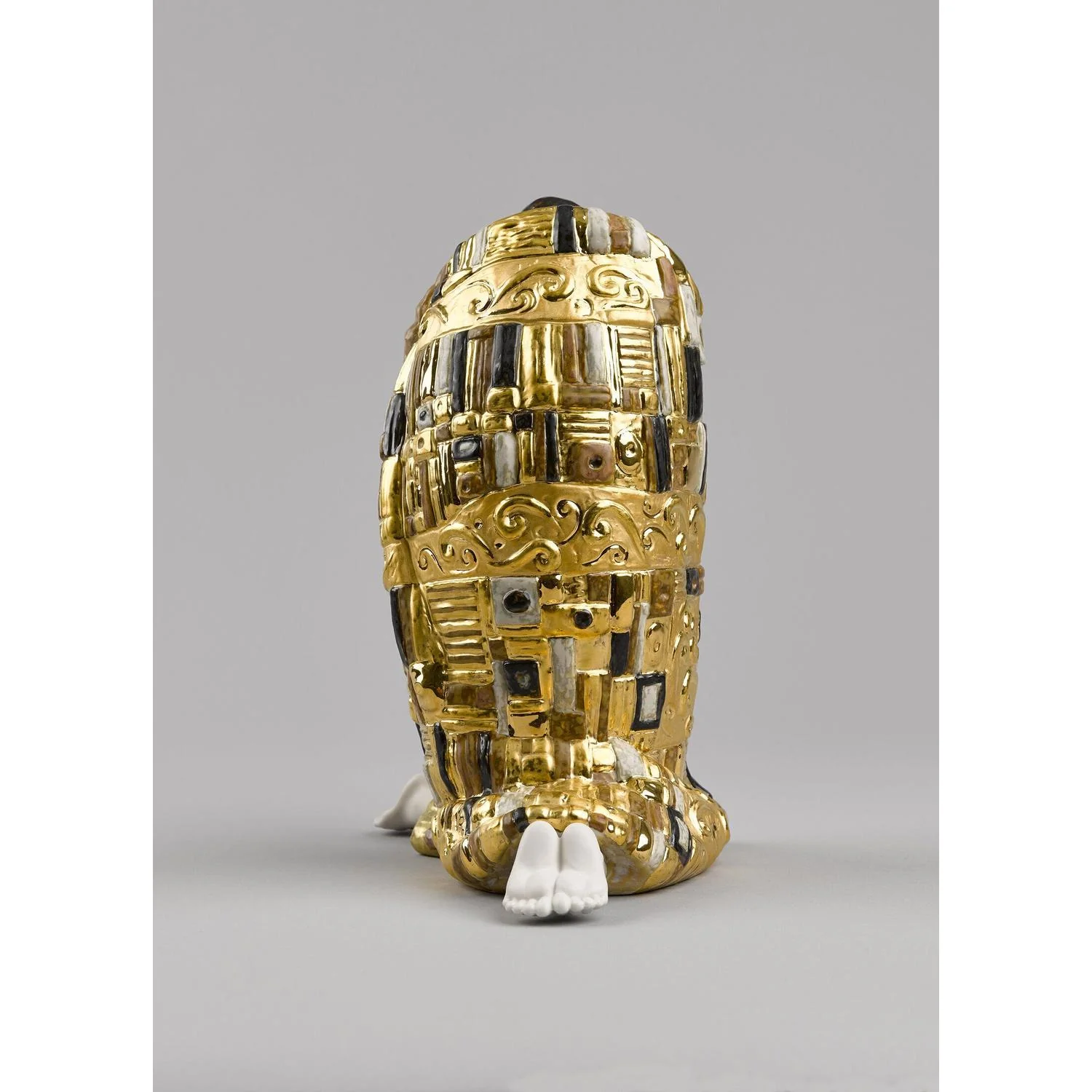 LLADRO' Scultura Coppia Il Bacio di Klimt Lustro Oro 33x31cm Porcellana - Image 8