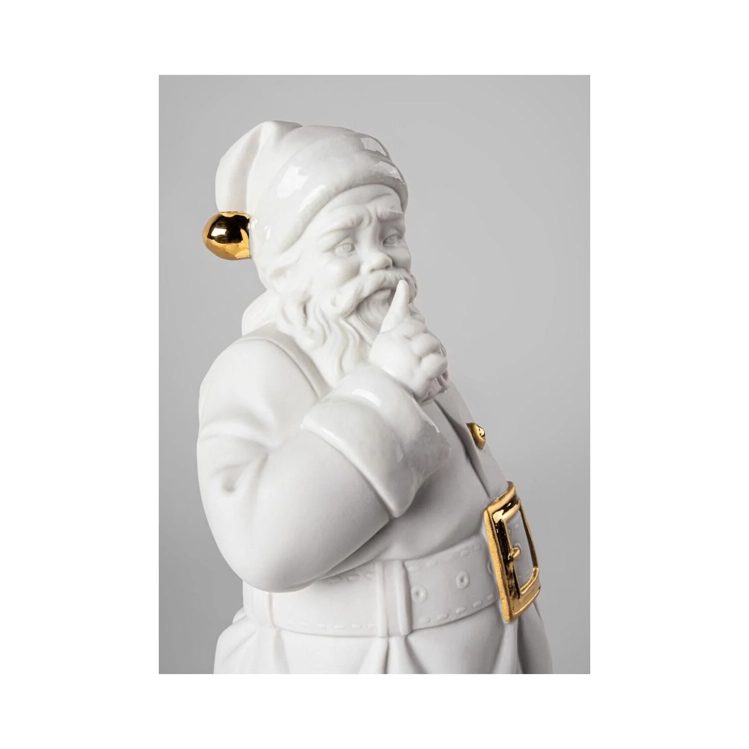 LLADRO' Scultura E' Arrivato Babbo Natale Bianco Oro 33x17cm Porcellana - Image 3