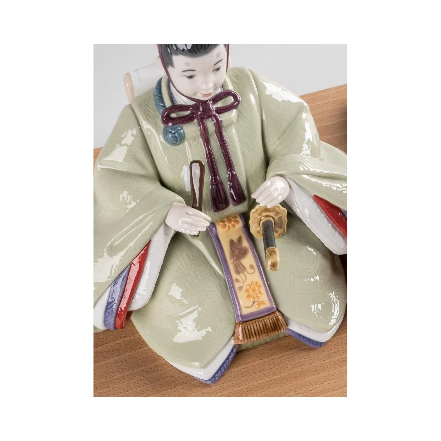 LLADRO' Scultura Hina Dolls Verde Giallo Serie Limitata 25x41cm Porcellana - Image 6