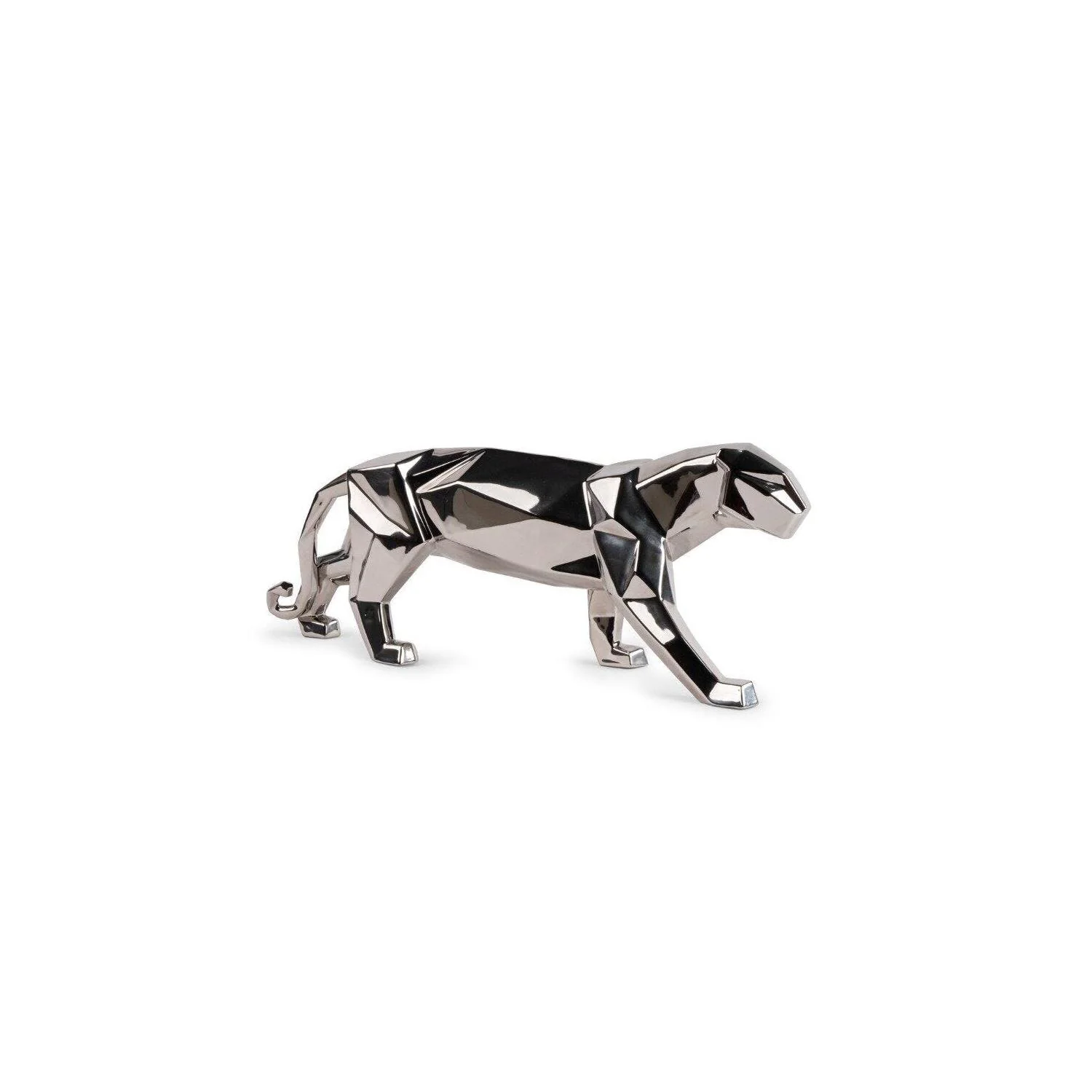 LLADRO' Scultura Pantera Argento 19x50cm Porcellana