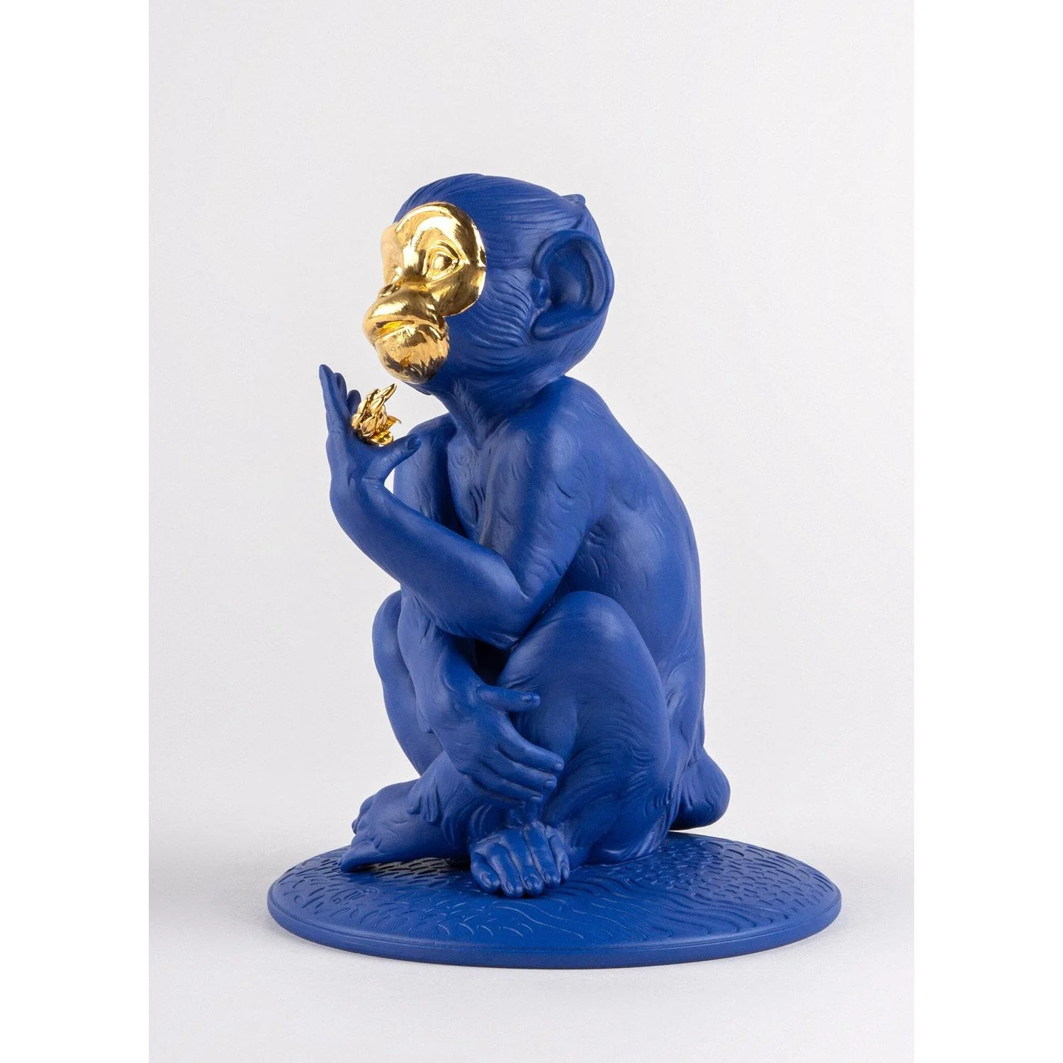 LLADRO' Scultura Piccola Scimmia Blu Oro Serie Limitata 23x17cm Porcellana - Image 4