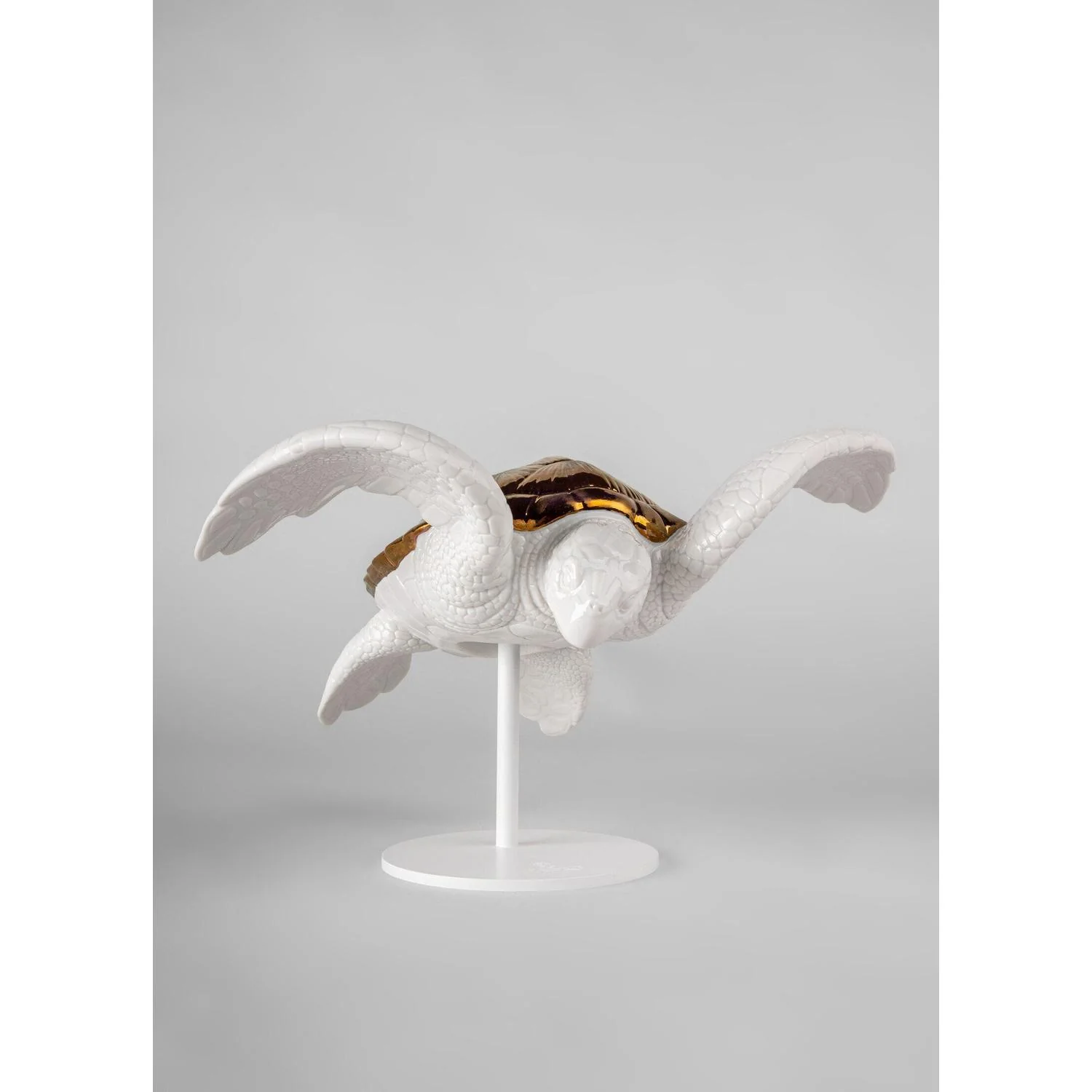 LLADRO' Scultura Tartaruga Marina I Bianco Rame 19x33cm Porcellana - Image 2