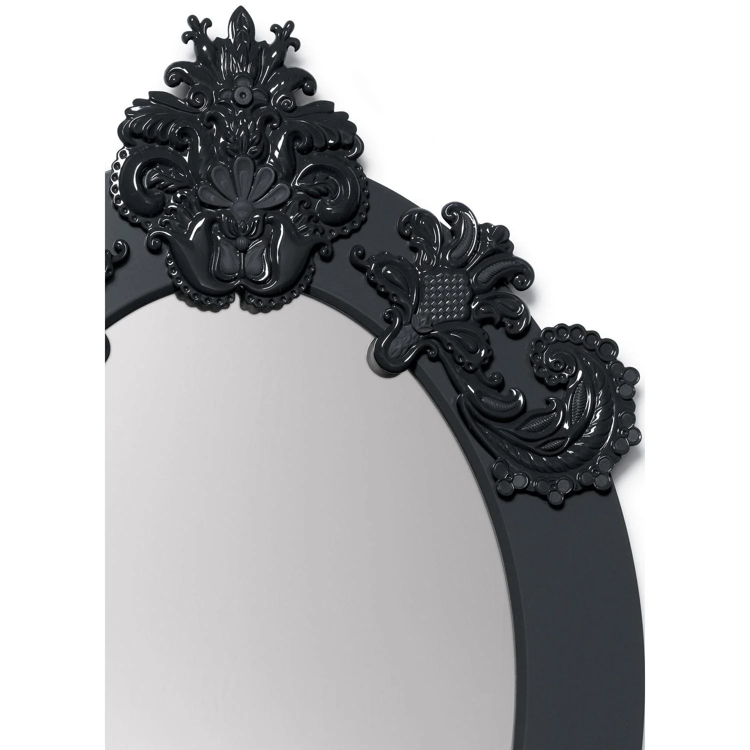 LLADRO' Specchio da Parete Ovale Nero Edizione Limitata 93x58cm Porcellana - Image 2