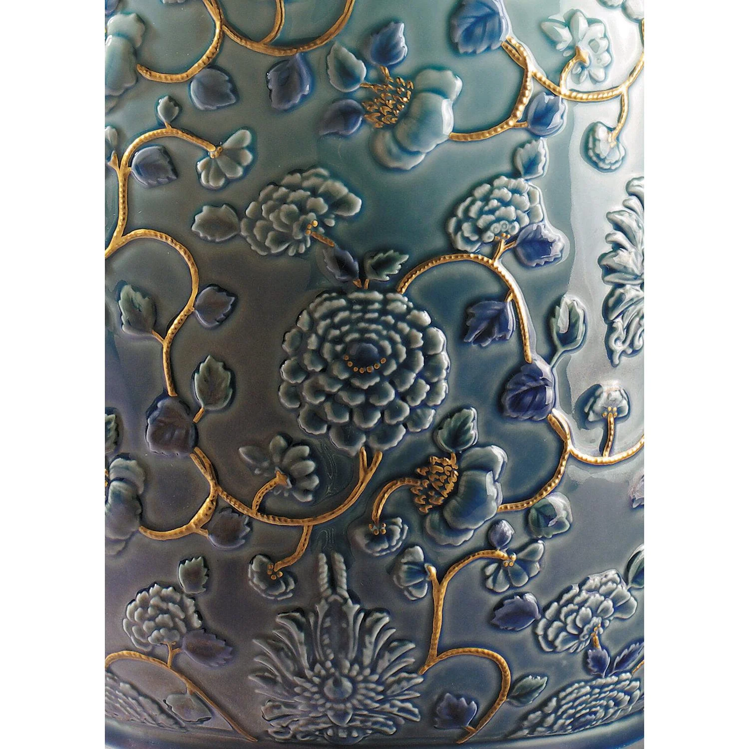 LLADRO' Vaso Peonie Lustro Oro 42x24cm Porcellana - Image 3