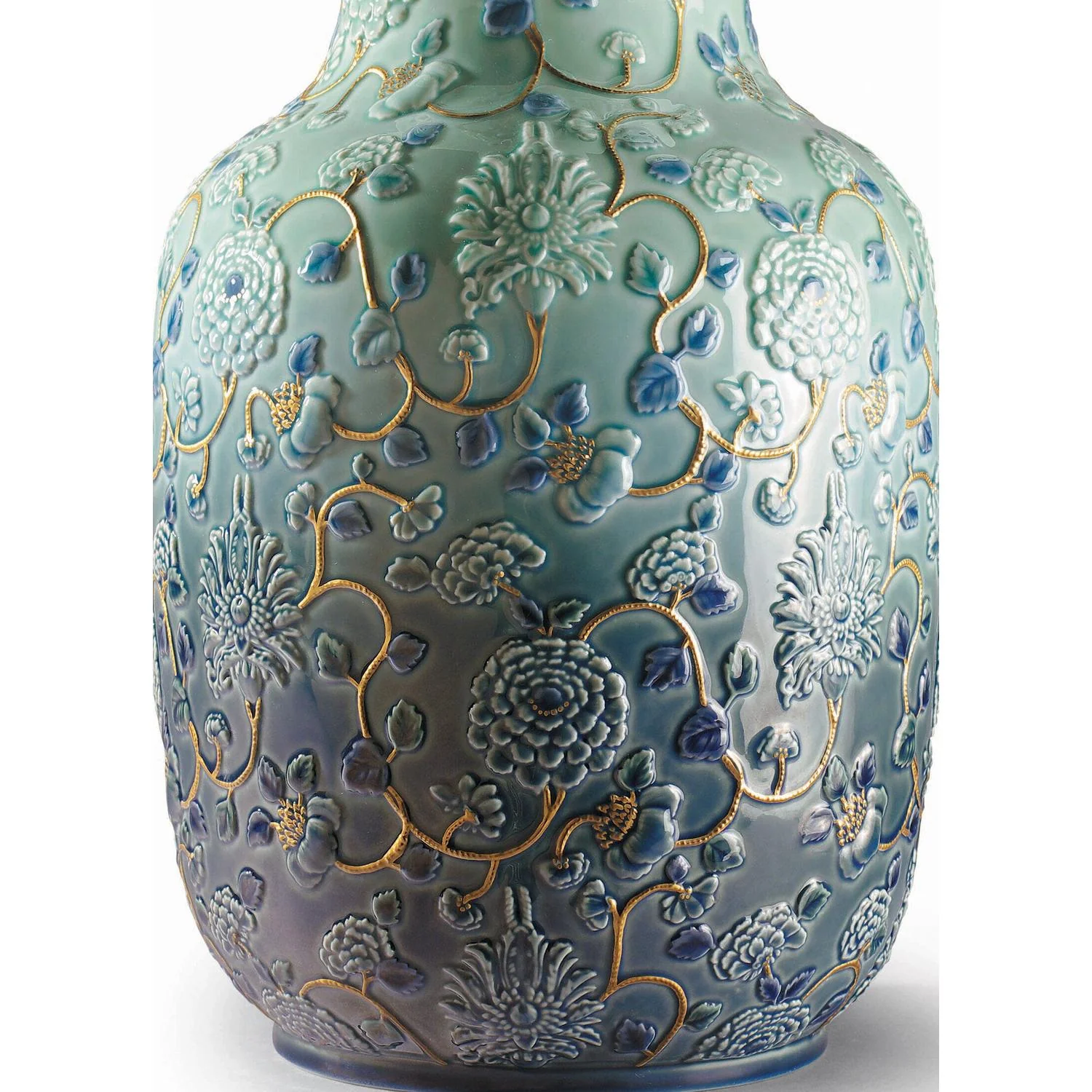 LLADRO' Vaso Peonie Lustro Oro 42x24cm Porcellana - Image 5